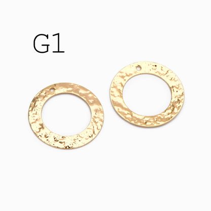 10pcs Gold/ Silver Tone Hammered Charm Connectors, Gold/ Rhodium plated Brass, Rustic Geometric Pendents (GB-1422)