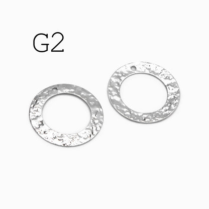 10pcs Gold/ Silver Tone Hammered Charm Connectors, Gold/ Rhodium plated Brass, Rustic Geometric Pendents (GB-1422)