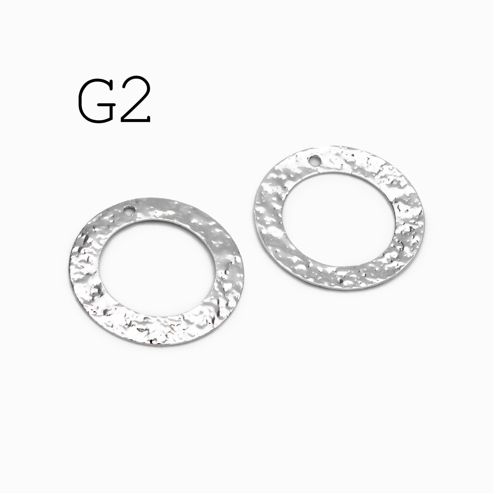 10pcs Gold/ Silver Tone Hammered Charm Connectors, Gold/ Rhodium plated Brass, Rustic Geometric Pendents (GB-1422)