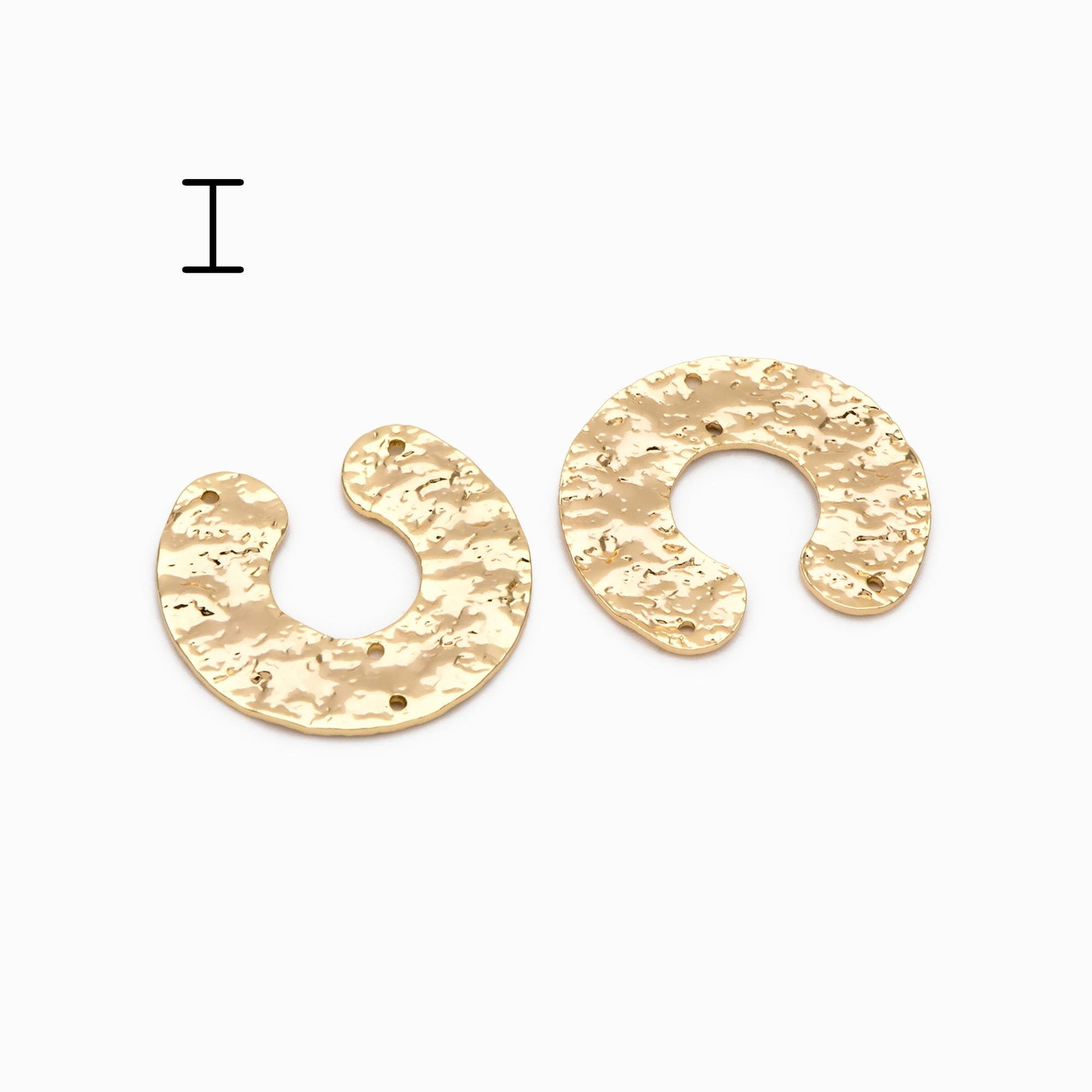 10pcs Gold/ Silver Tone Hammered Charm Connectors, Gold/ Rhodium plated Brass, Rustic Geometric Pendents (GB-1422)