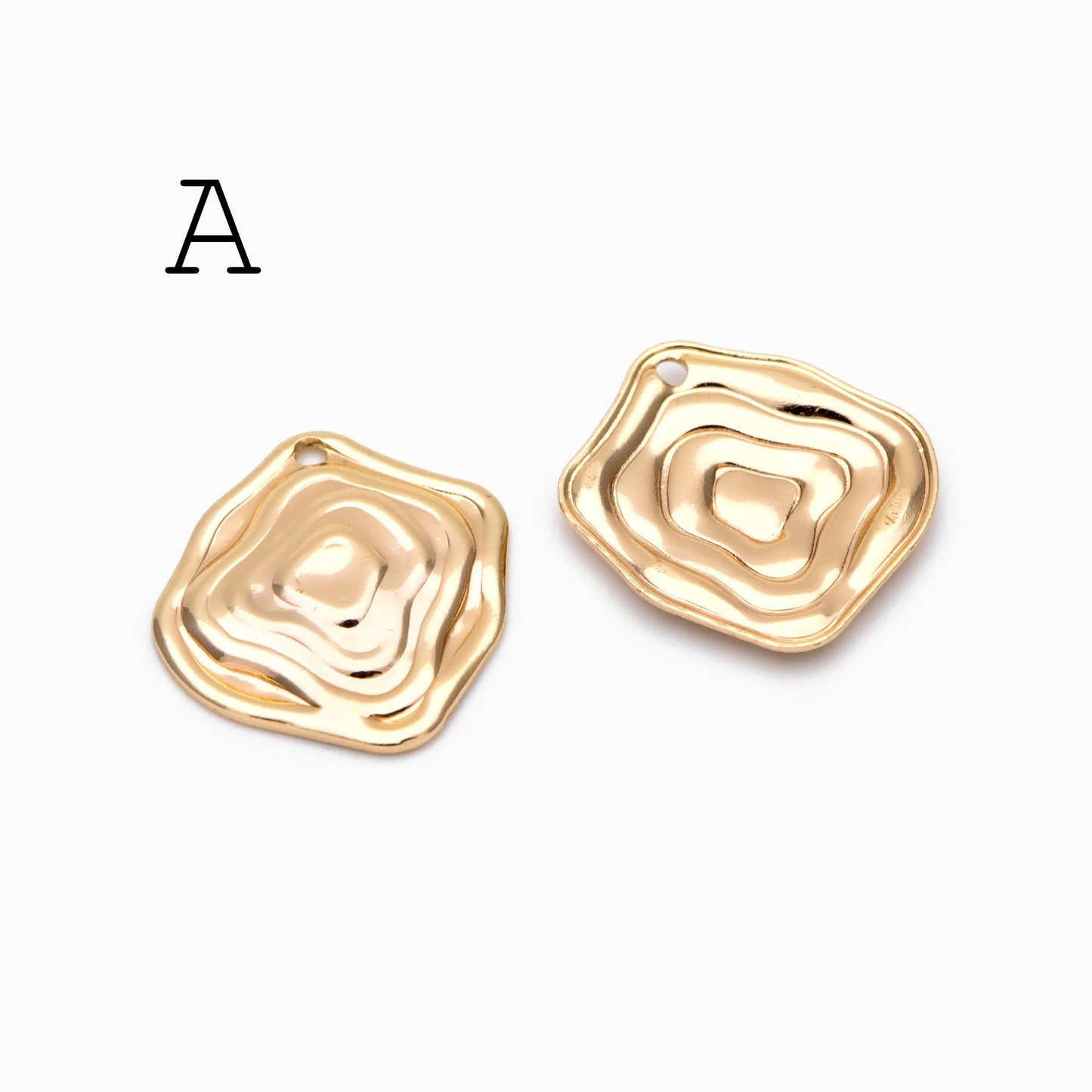 10pcs Gold/ Silver Tone Hammered Geometric Charm, Gold/ Rhodium plated Brass Earring Pendants (GB-1404)