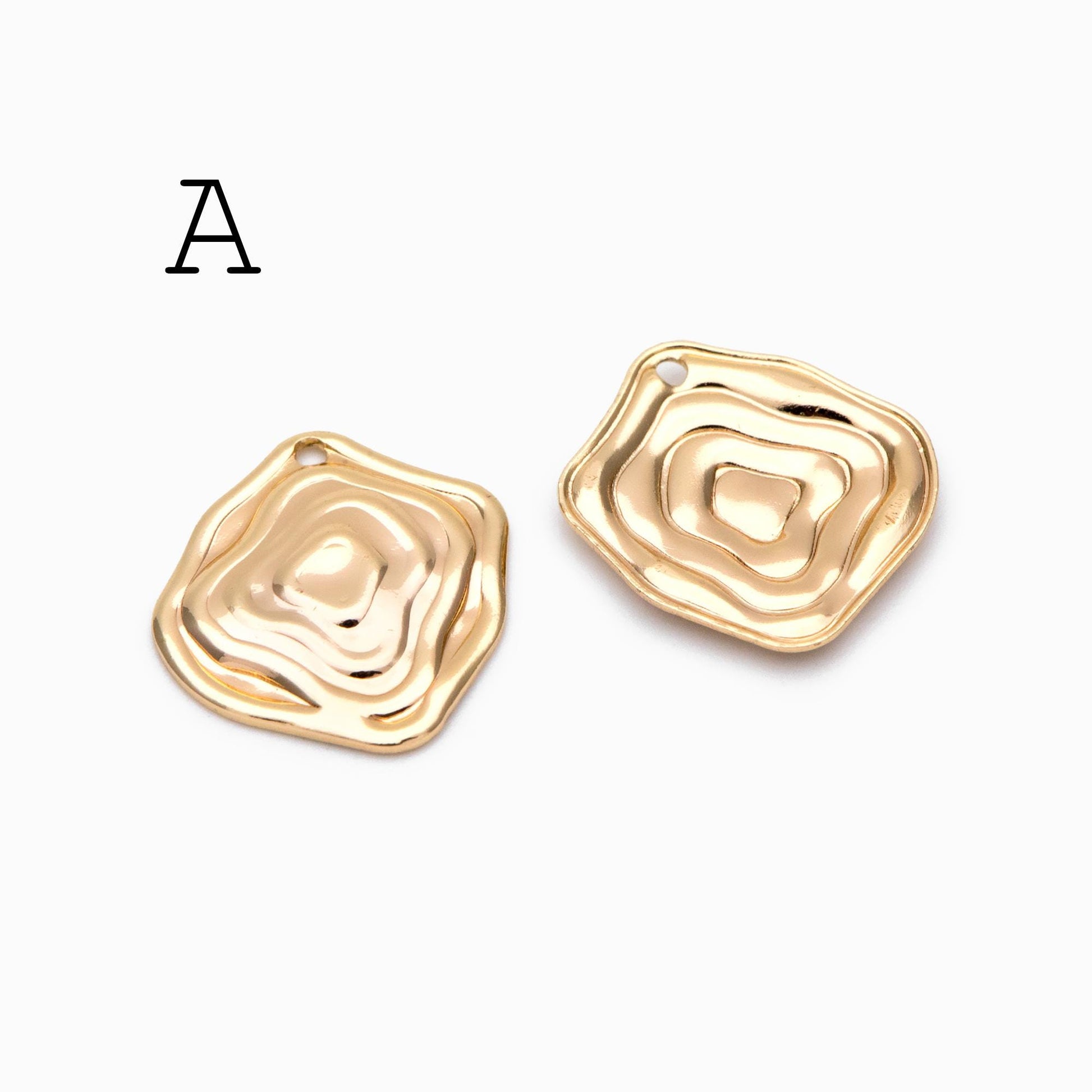 10pcs Gold/ Silver Tone Hammered Geometric Charm, Gold/ Rhodium plated Brass Earring Pendants (GB-1404)