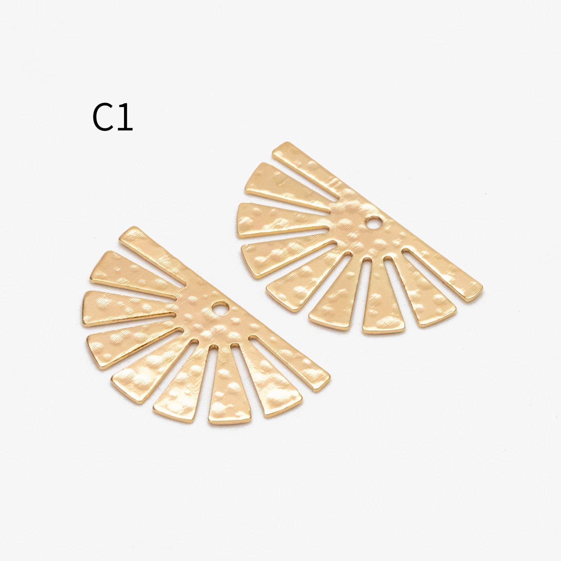 10pcs Gold/ Silver Tone Hammered Geometric Charm, Gold/ Rhodium plated Brass Earring Pendants (GB-1404)