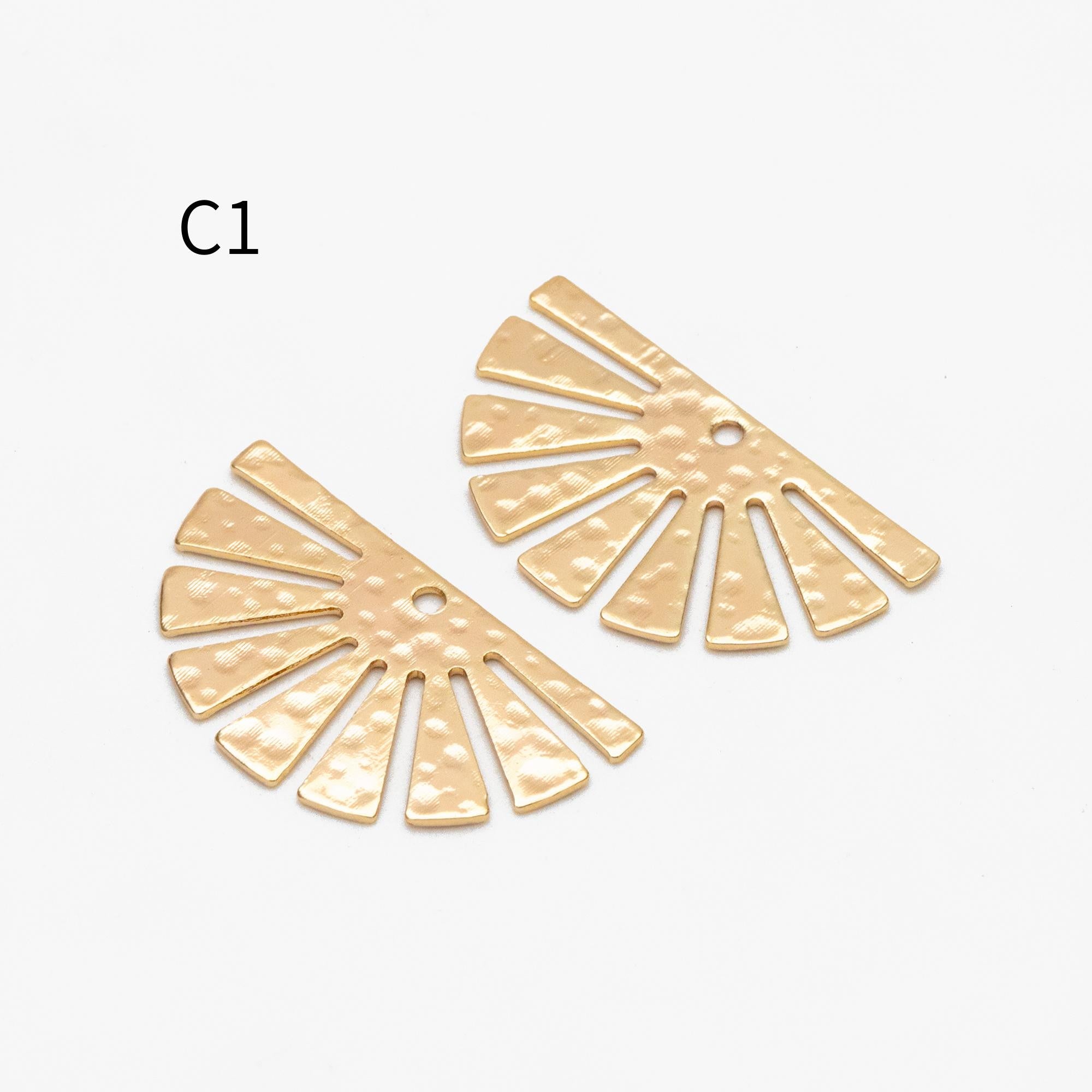 10pcs Gold/ Silver Tone Hammered Geometric Charm, Gold/ Rhodium plated Brass Earring Pendants (GB-1404)