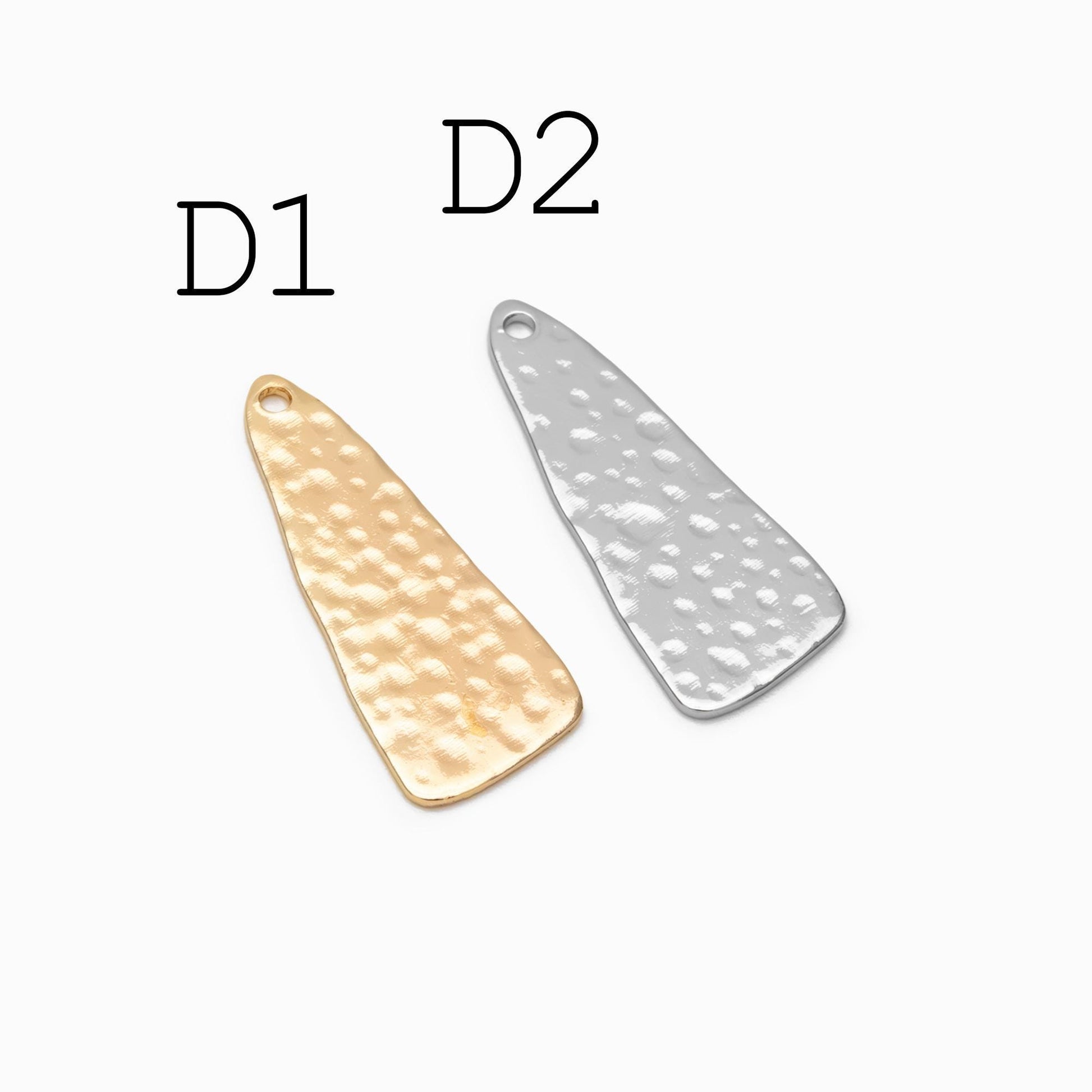 10pcs Gold/ Silver Tone Hammered Geometric Charm, Gold/ Rhodium plated Brass Earring Pendants (GB-1404)