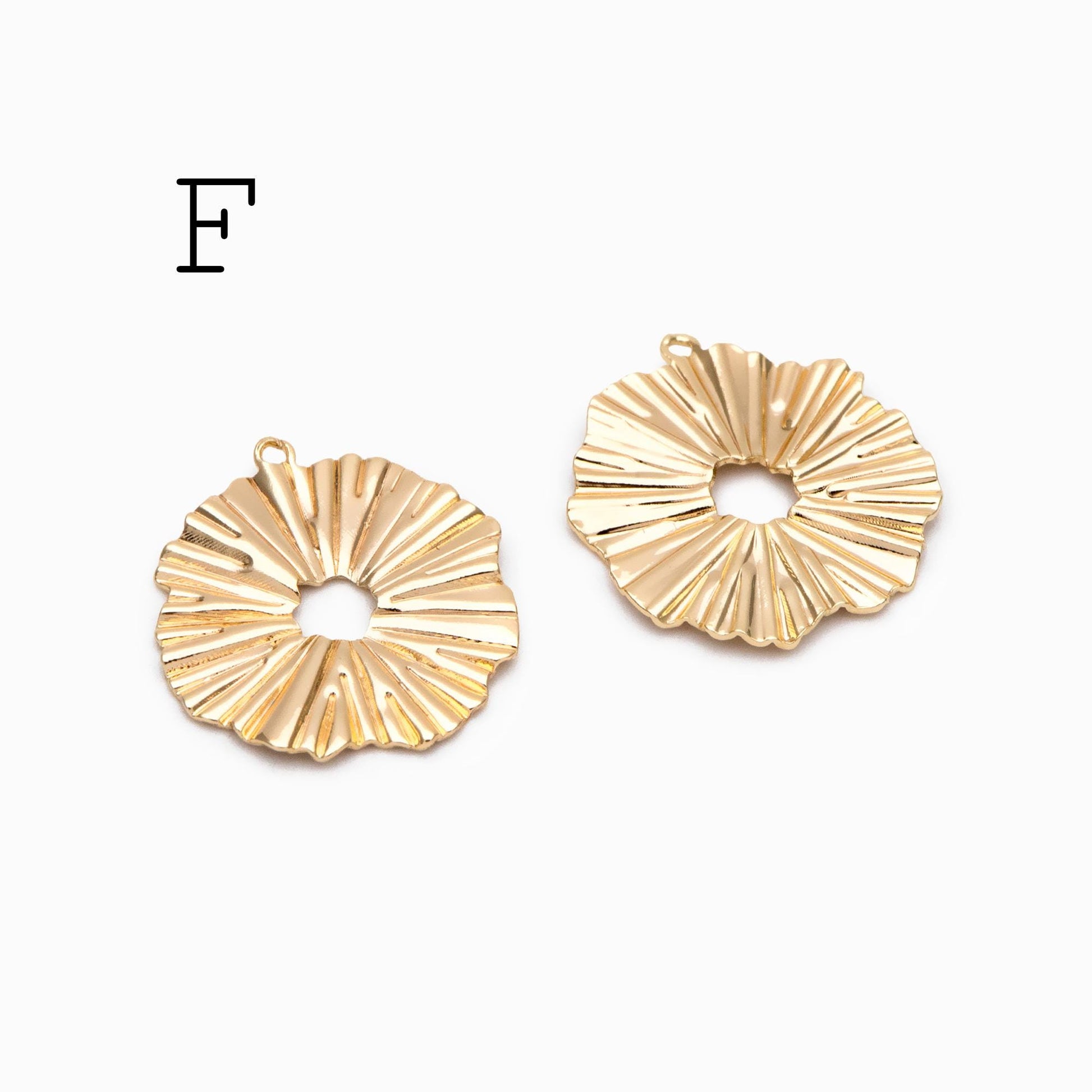 10pcs Gold/ Silver Tone Hammered Geometric Charm, Gold/ Rhodium plated Brass Earring Pendants (GB-1404)