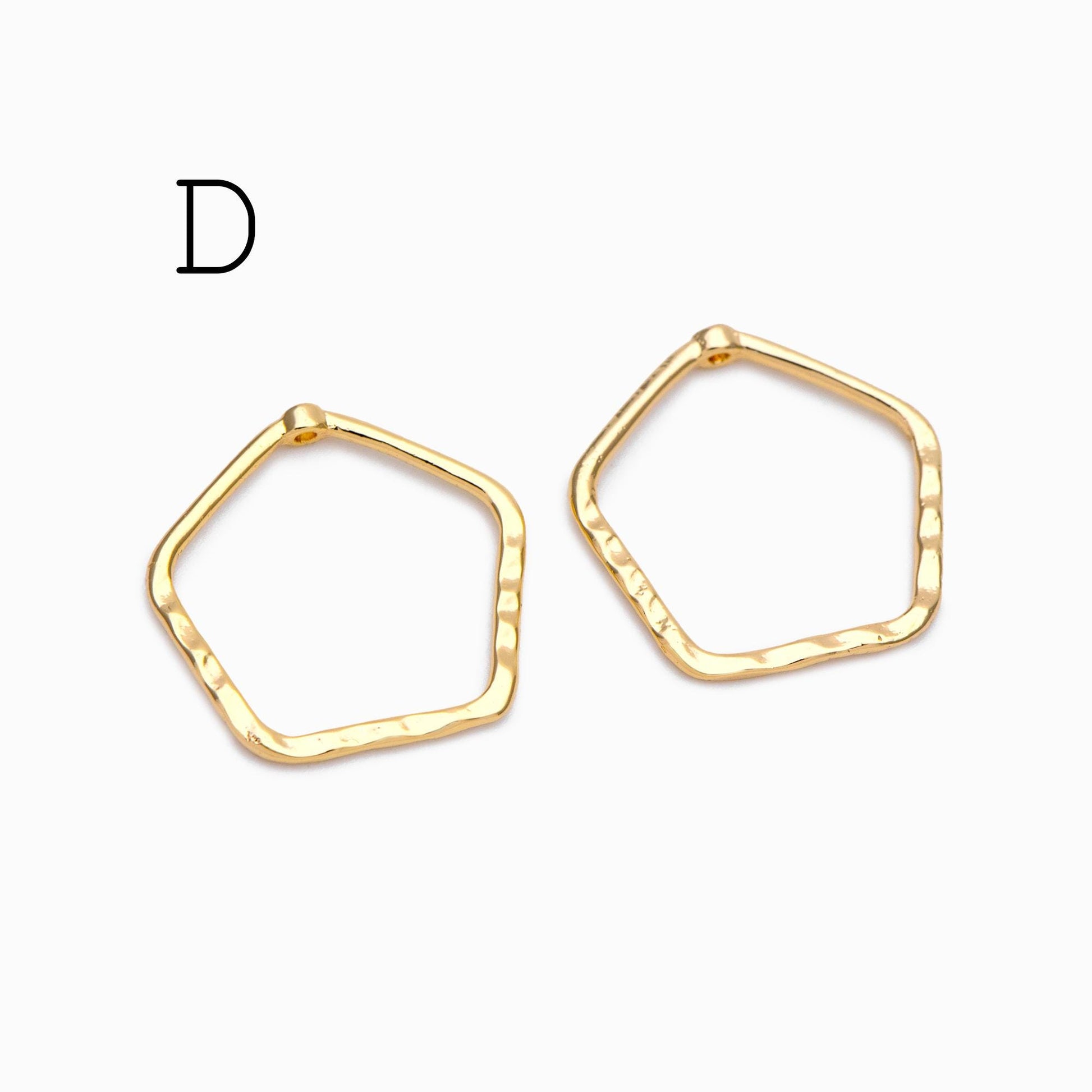 10pcs Gold Geometric Charm Connectors, 18K Gold plated Brass Earring Pendants (GB-2750)