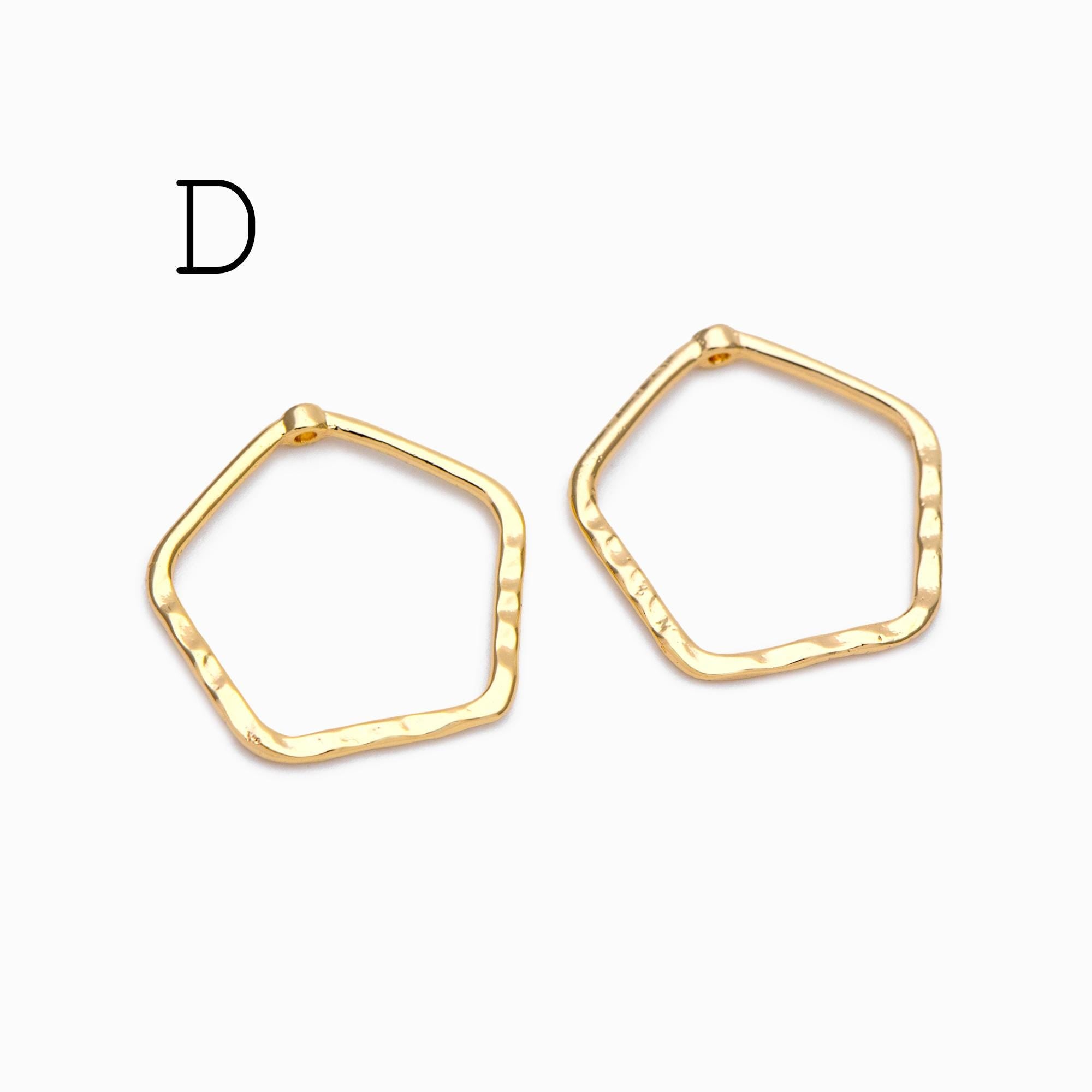 10pcs Gold Geometric Charm Connectors, 18K Gold plated Brass Earring Pendants (GB-2750)