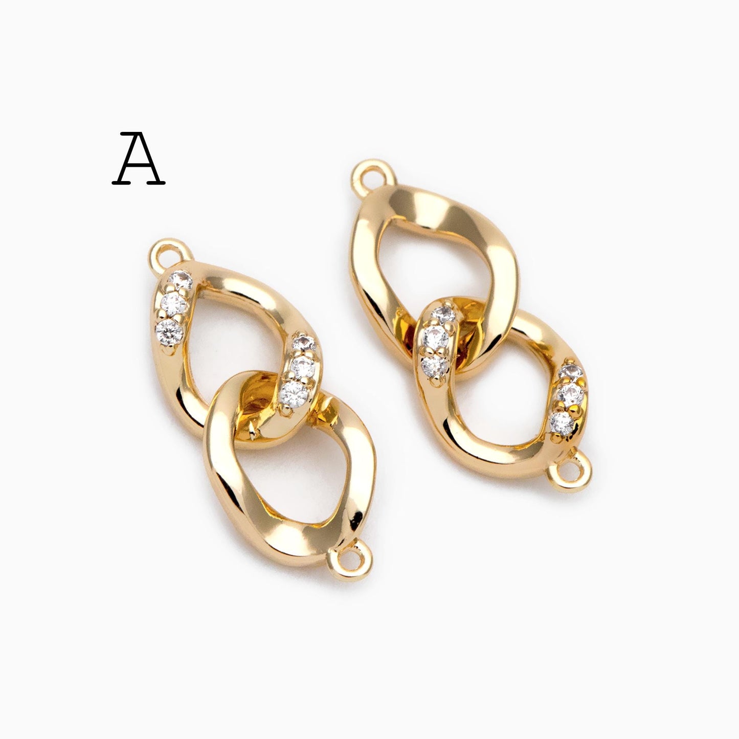 4pcs Gold Chain Connector Links, Bracelet Connector, Earring Findings, Jewelry Making, Diy Material, Jewelry Supplies (GB-2197)