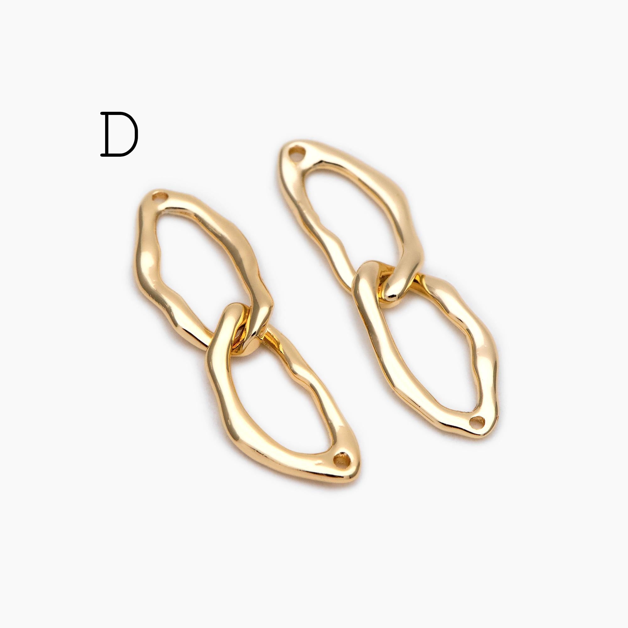 4pcs Gold Chain Connector Links, Bracelet Connector, Earring Findings, Jewelry Making, Diy Material, Jewelry Supplies (GB-2197)