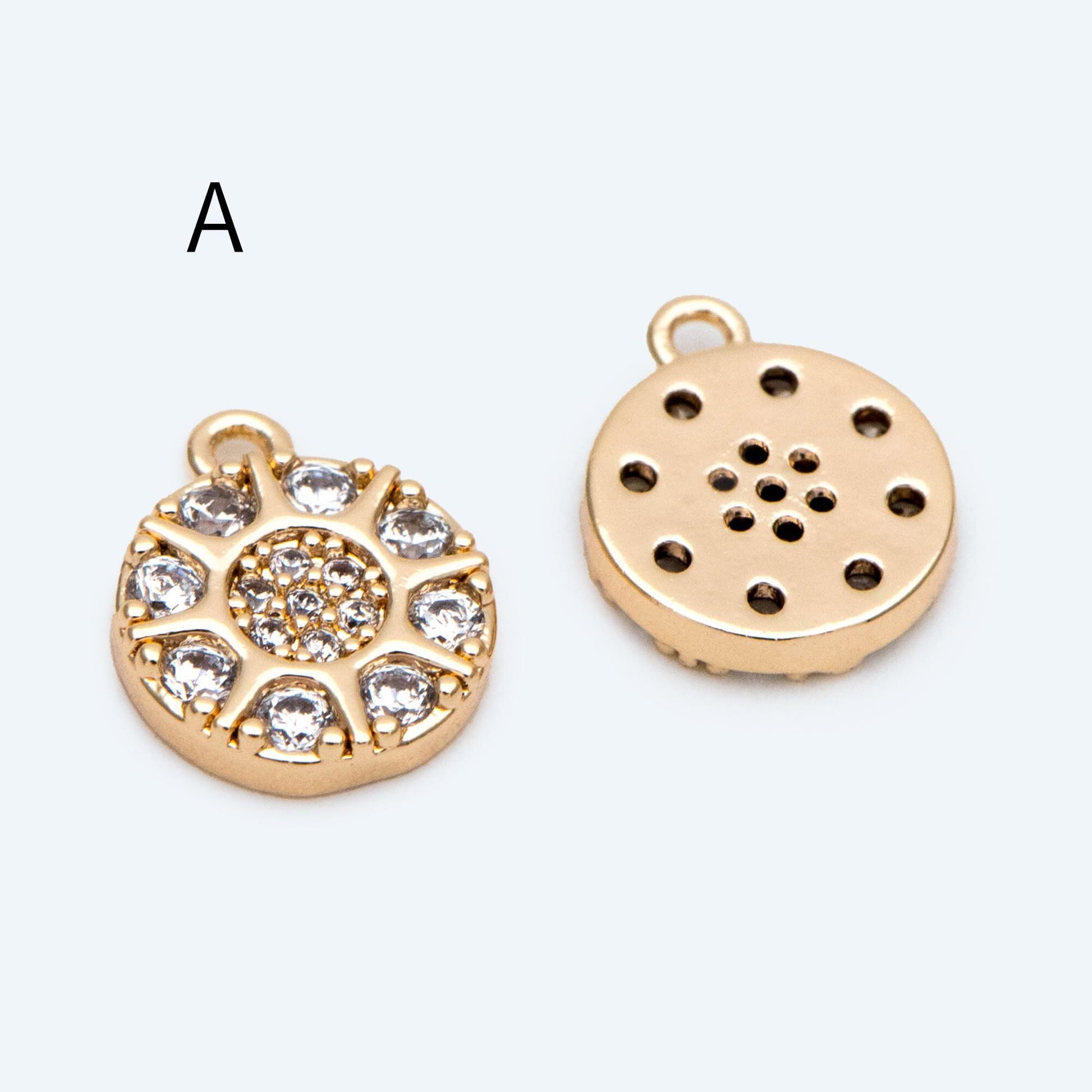 4pcs Gold Round Disc Charms , 18K Gold plated Brass, Jewelry Making, Diy Material, Jewelry Supplies (GB-3464)