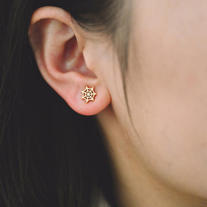 10pcs Gold/ Silver Spider Bat Earrings, Gold/ Rhodium Plated Brass Halloween Stud Earrings (GB-4110)