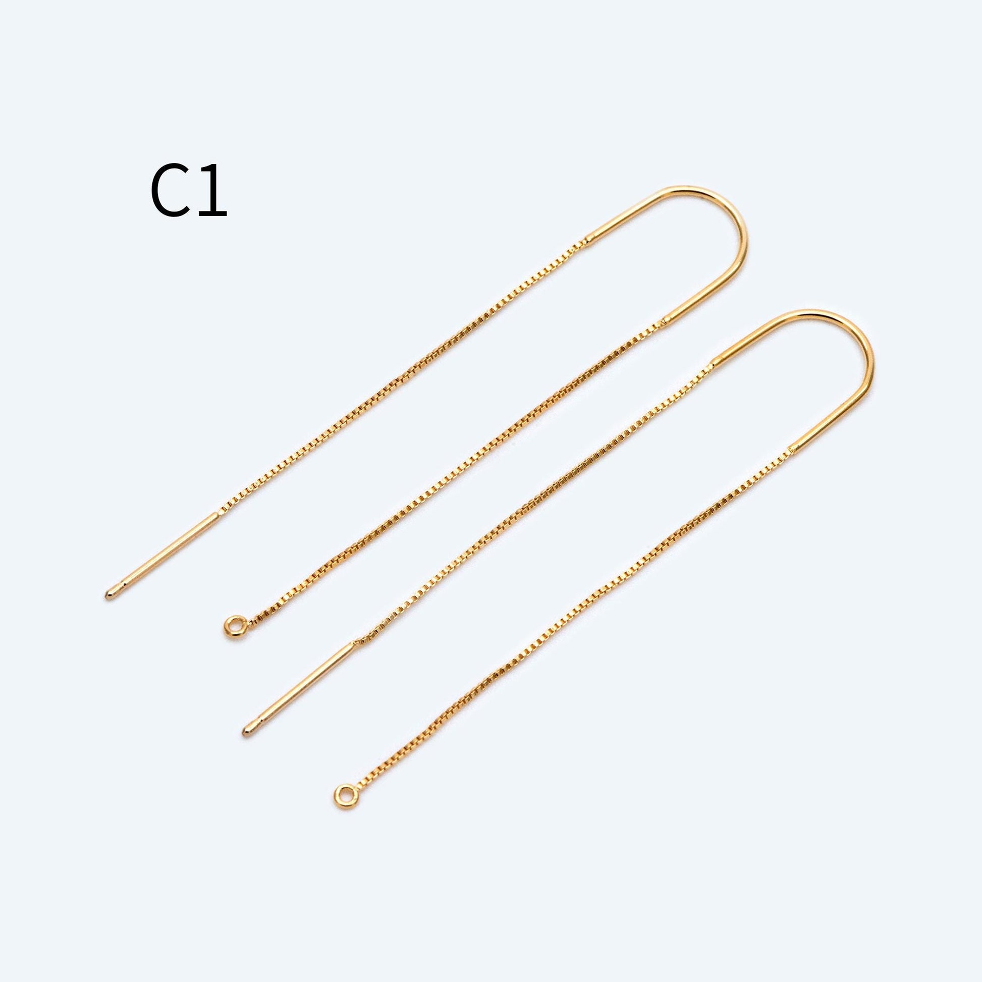 10pcs Gold/ Silver/ Rose Gold Ear Threader Earrings, Earwire Thread with Jump Ring, Color Not Easily Tarnish (GB-333)