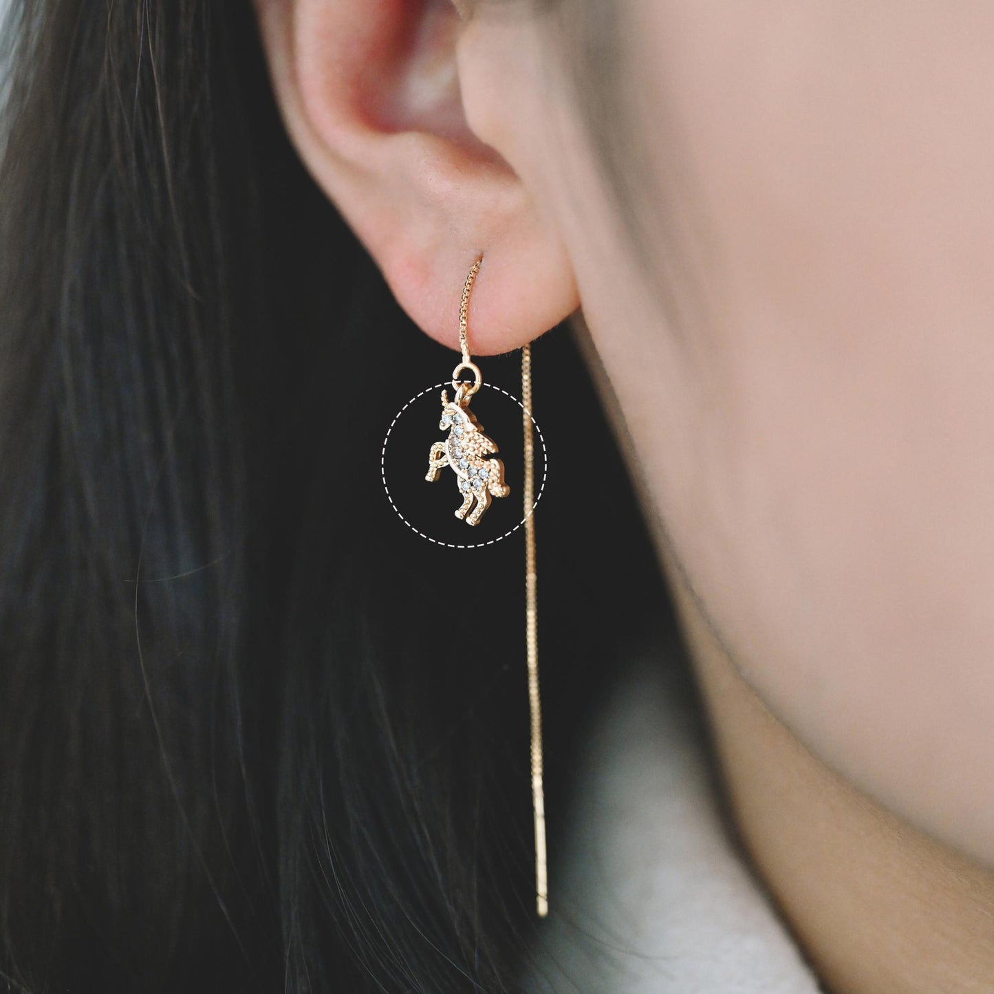 4pcs CZ pave Gold Unicorn Charms, 18k Real Gold plated Brass, Cute Earring Charms (GB-730)