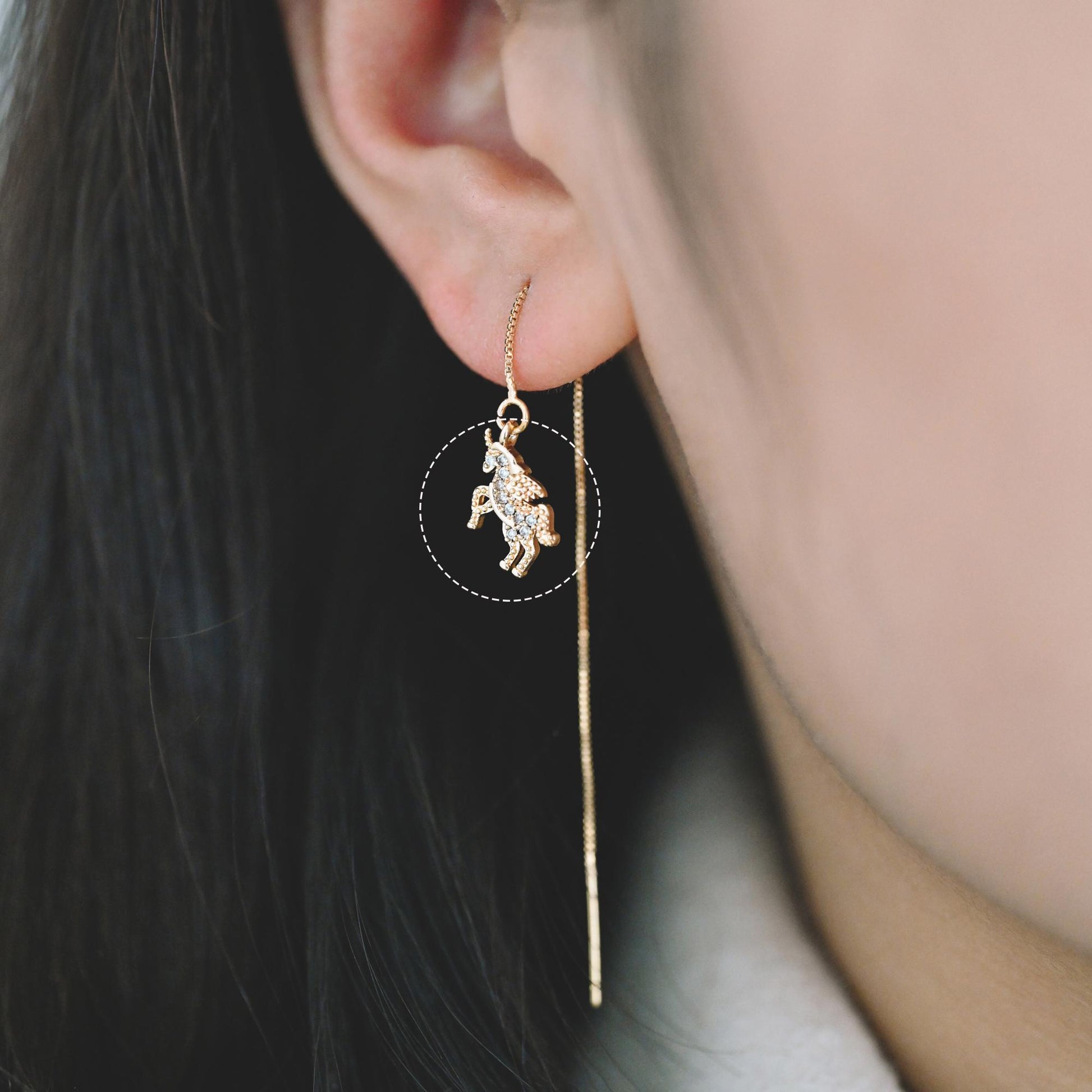 4pcs CZ pave Gold Unicorn Charms, 18k Real Gold plated Brass, Cute Earring Charms (GB-730)