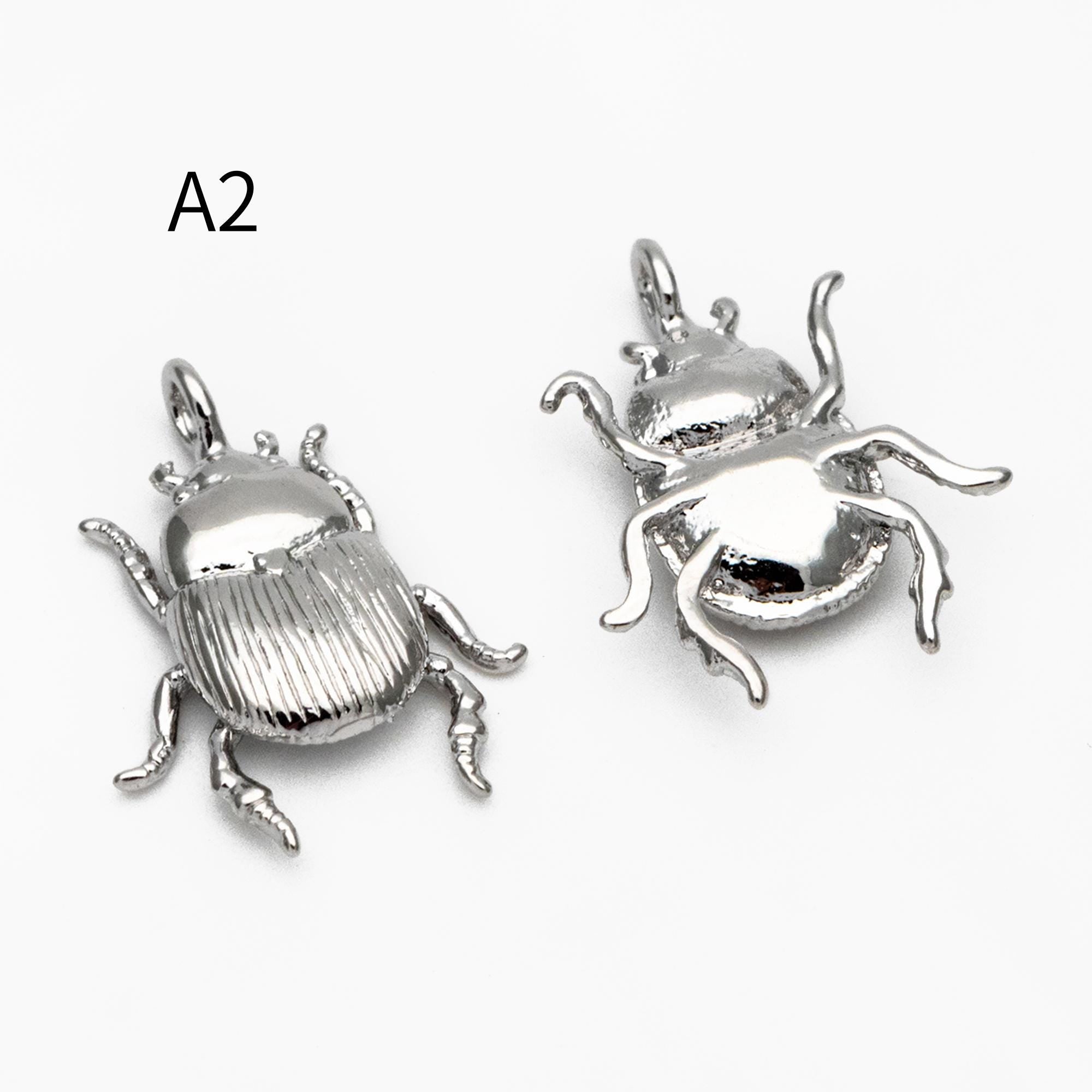 10pcs Gold/ Silver Ladybug Beetle Spider Charms, Insect Pendant, Jewelry Supplies, Earring Findings, Jewelry Making(GB-2666)