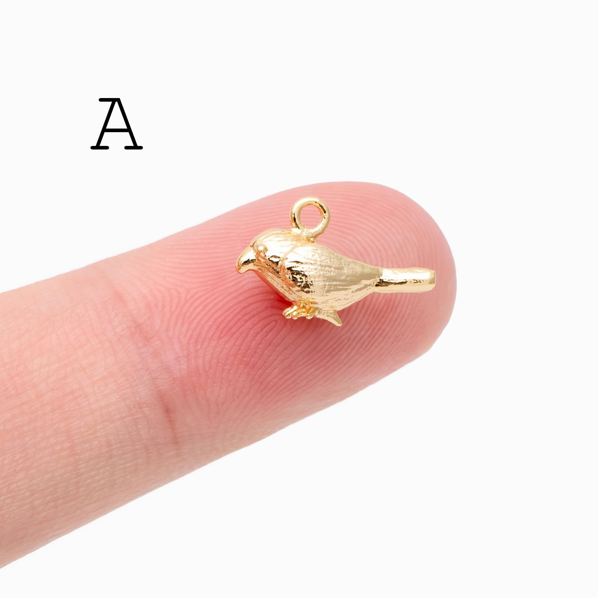 10pcs Gold Bird Charm, Real Gold plated Brass Bird Pendant, Earring Charm (GB-2691)