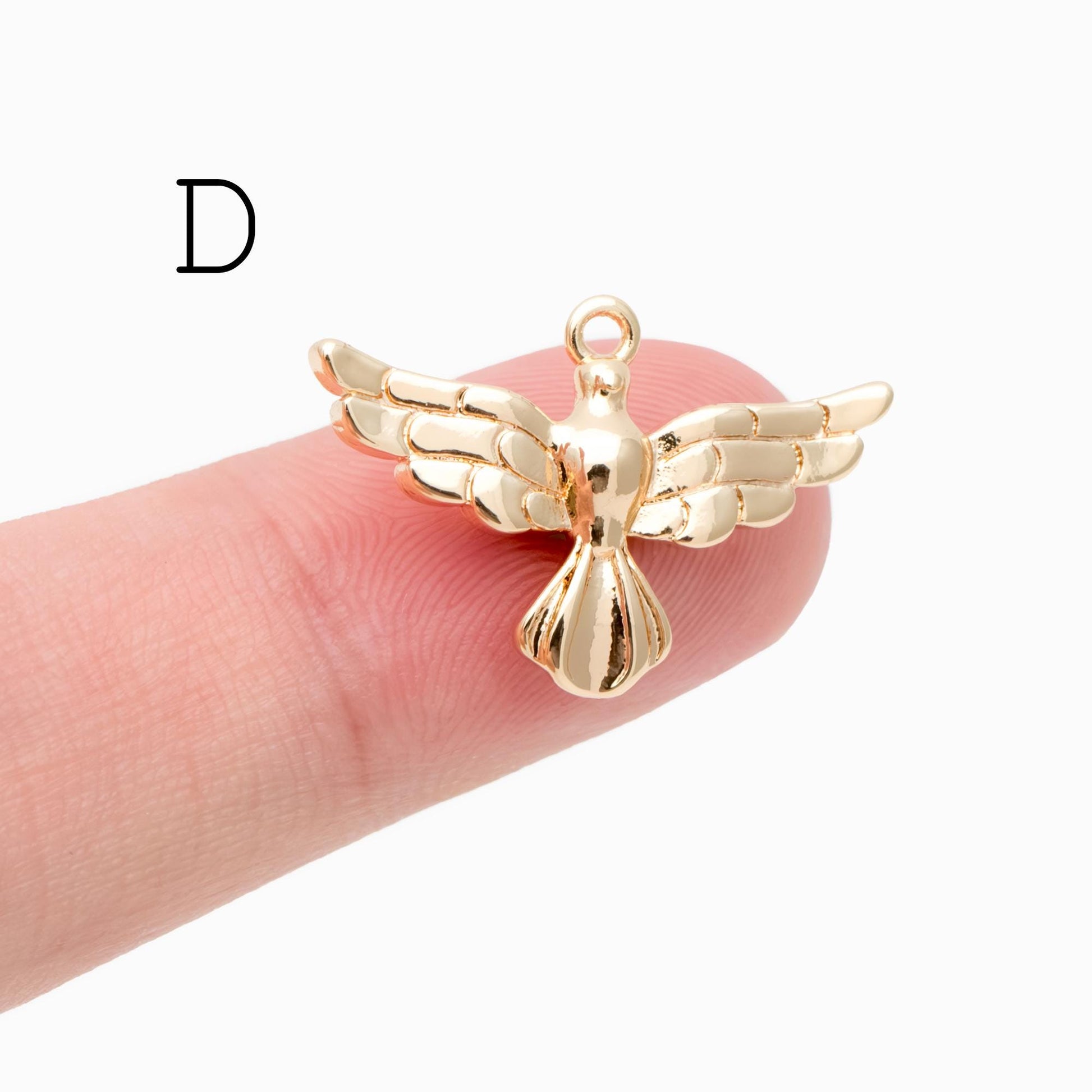 10pcs Gold Bird Charm, Real Gold plated Brass Bird Pendant, Earring Charm (GB-2691)