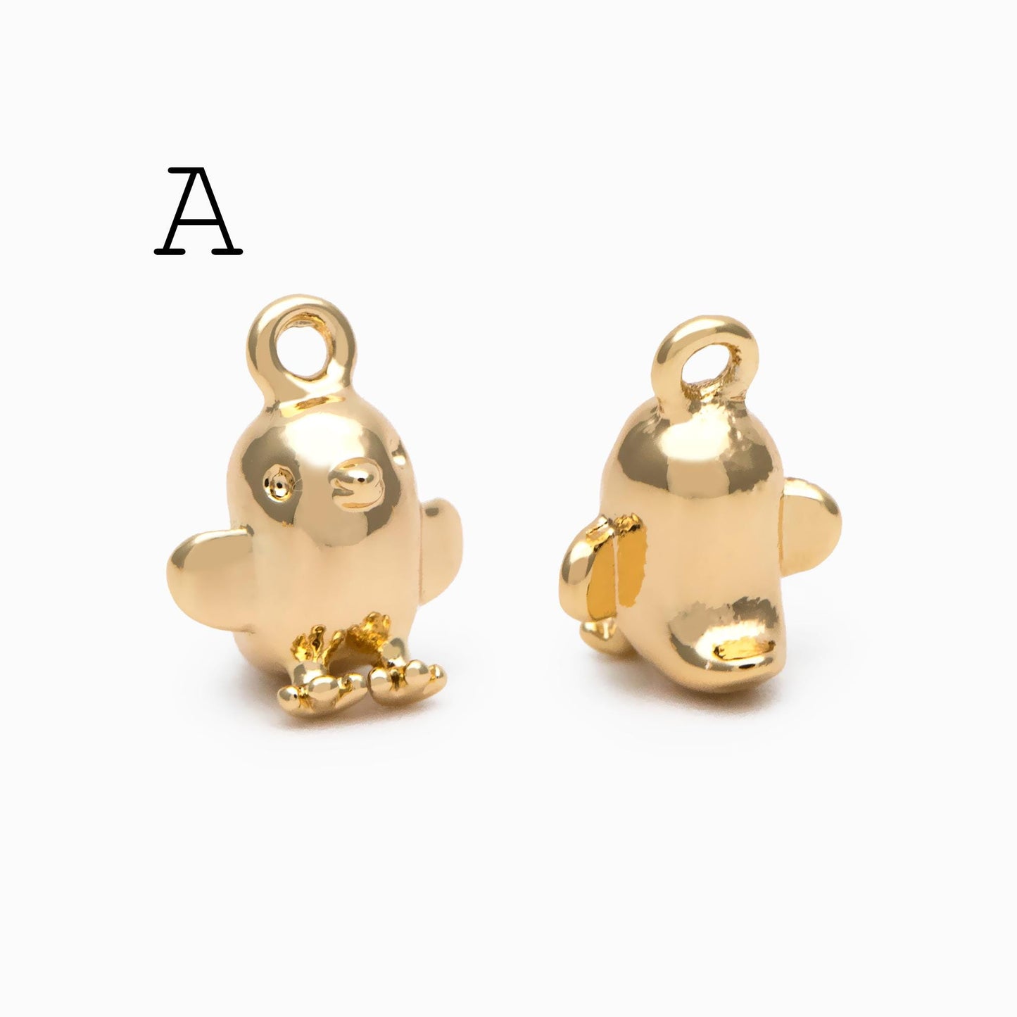 10pcs Gold Cute Animal Charms, Real Gold plated Brass Necklace Pendant, Earring Charm (GB-2835)