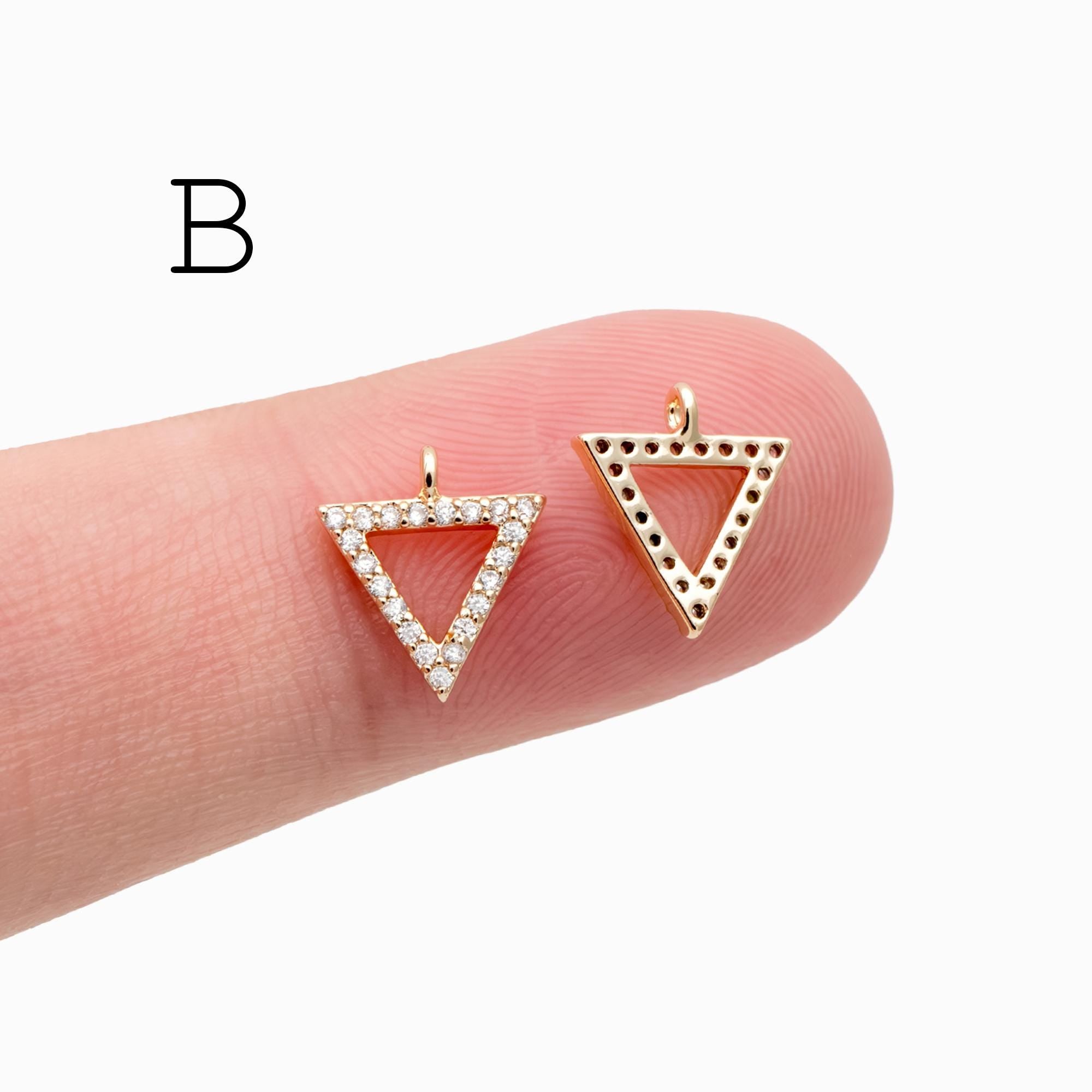 4pcs CZ Pave Gold Geometric Charms, Real Gold plated Brass, Earring Charm Connectors (GB-376)