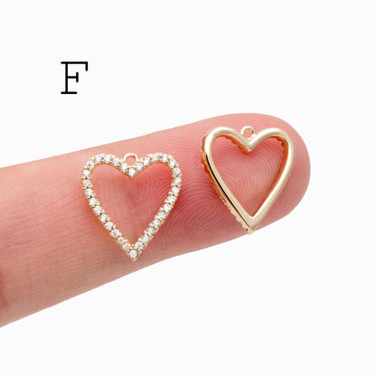 4pcs CZ Pave Gold Geometric Charms, Real Gold plated Brass, Earring Charm Connectors (GB-376)