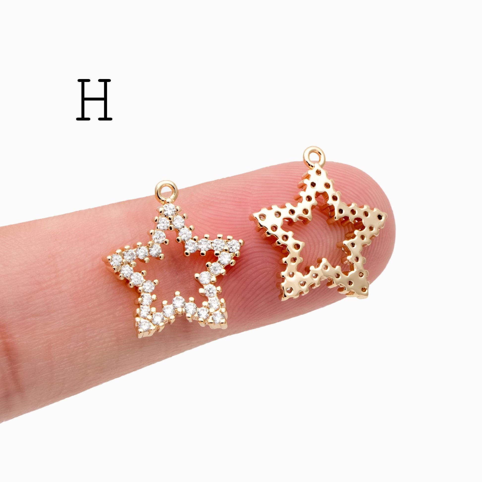 4pcs CZ Pave Gold Geometric Charms, Real Gold plated Brass, Earring Charm Connectors (GB-376)