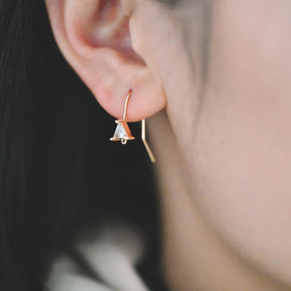 10pcs CZ Pave Gold Geometric Earring Hooks with Loop, Real Gold Plated Brass Earwires, Color Not Easily Tarnish (GB-1125)