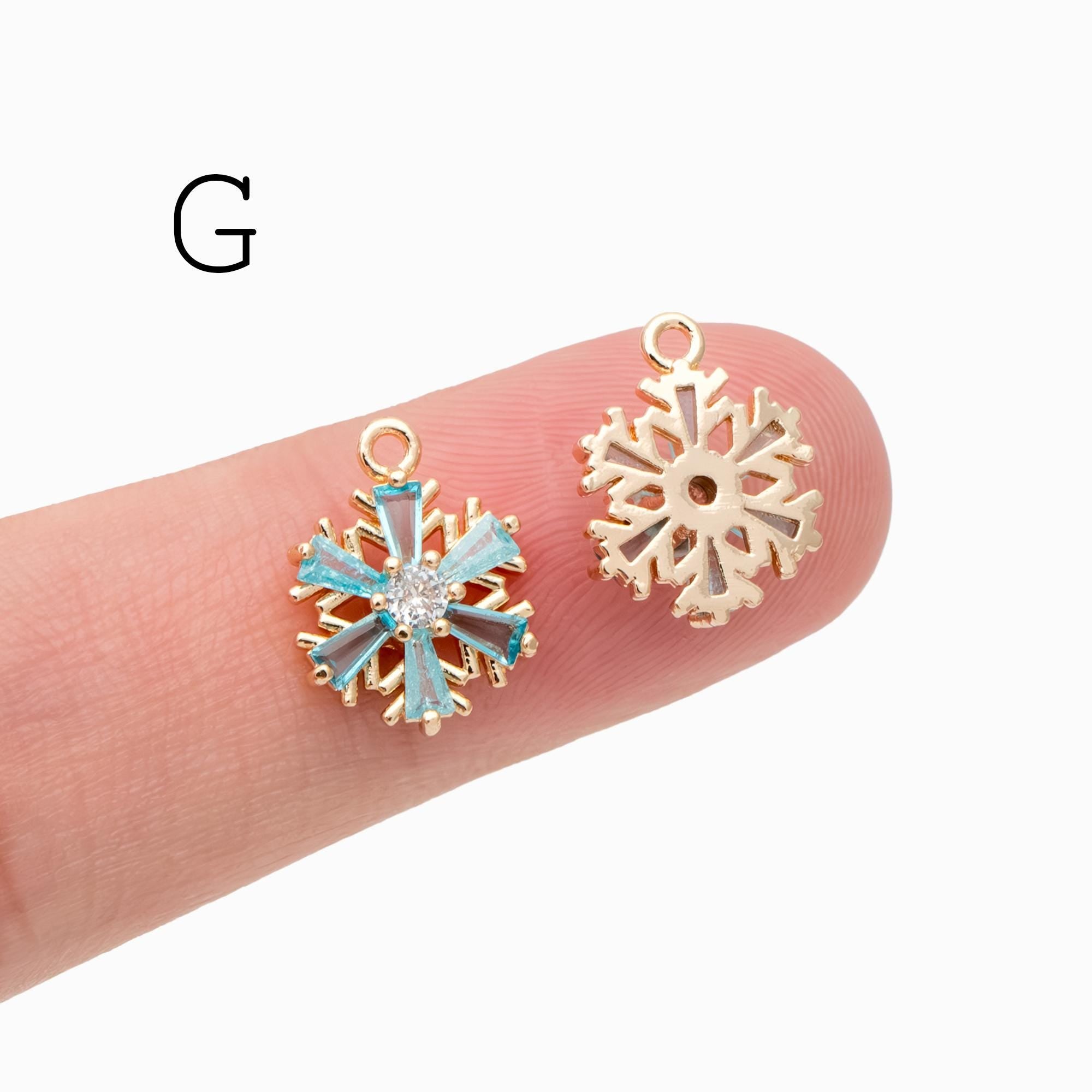 4pcs CZ Pave Christmas Charms: 18K Gold Plated Brass, DIY Jewelry Making, (GB-713)