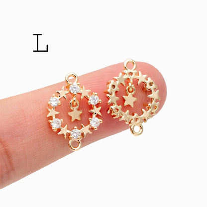 4pcs CZ Pave Christmas Charms: 18K Gold Plated Brass, DIY Jewelry Making, (GB-713)