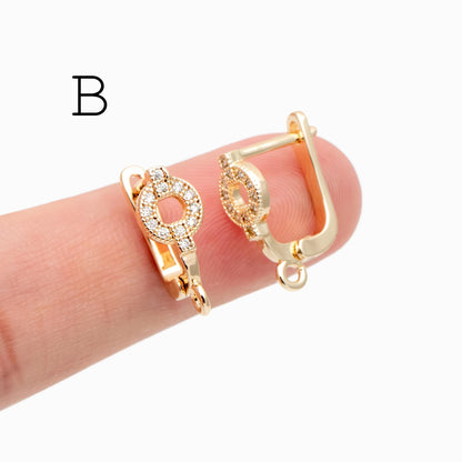 4pcs Gold Click-in Style Stud Earring, Leverback Earring with Loop, Earring Finding Wholesale (GB-3904)