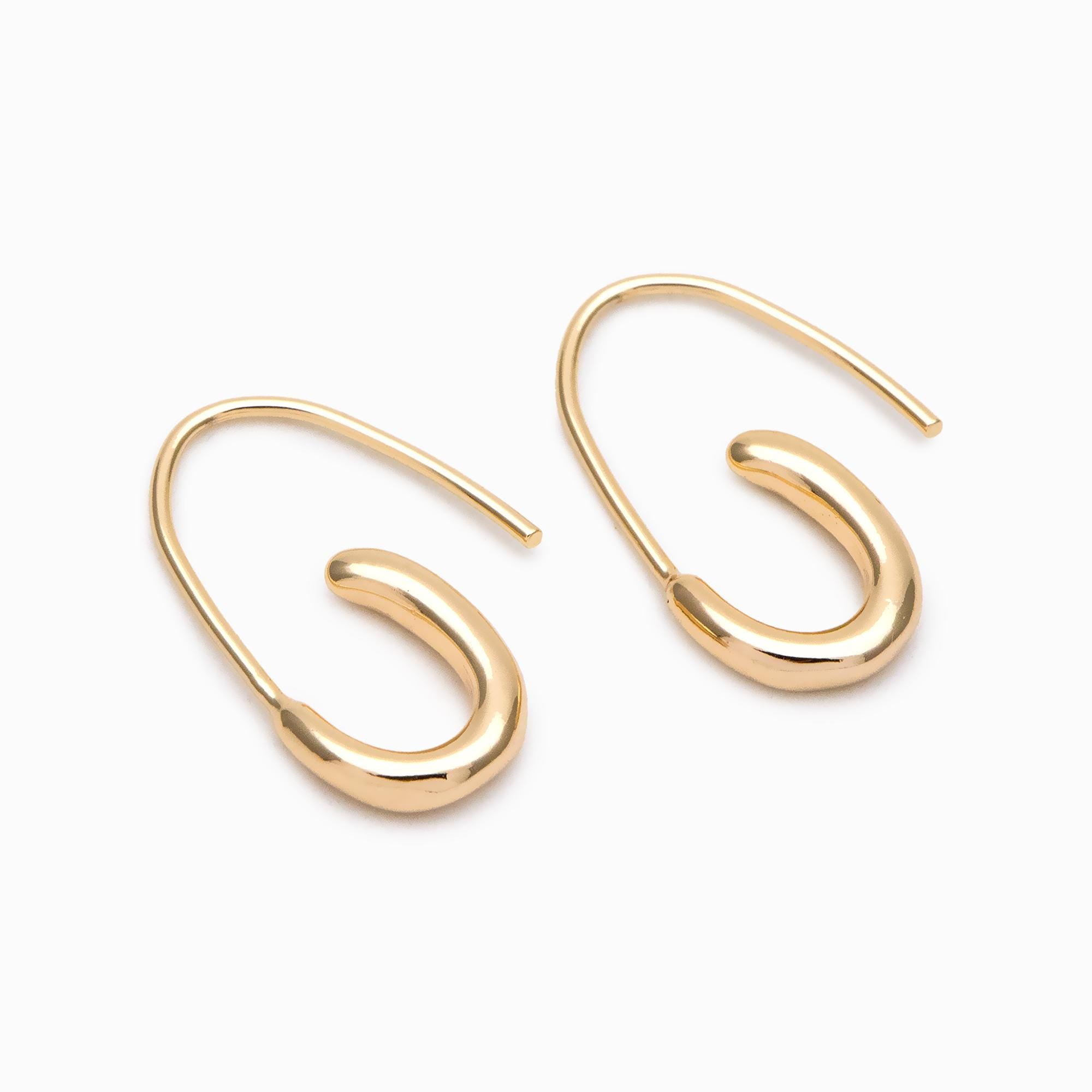 10pcs Gold plated Brass Ear Hooks 21.5x13mm, Simple Earwires Earring Components (GB-3022-B)