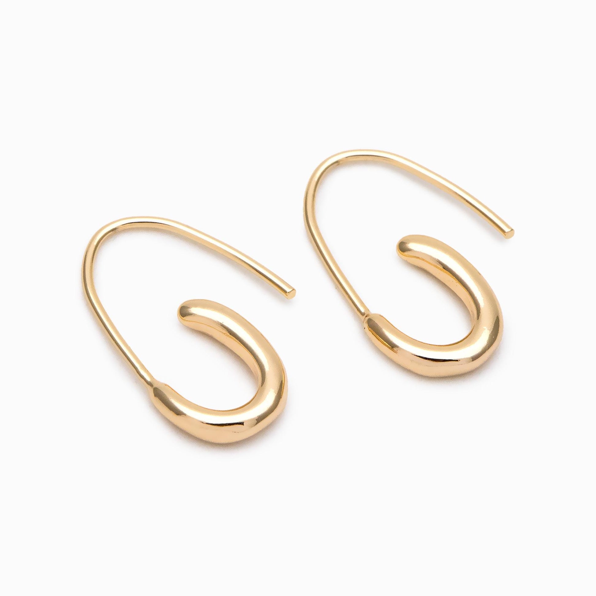10pcs Gold plated Brass Ear Hooks 21.5x13mm, Simple Earwires Earring Components (GB-3023)