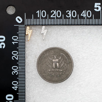 10pcs CZ pave Gold/ Silver Lightning Stud Earrings, Real Gold/ Rhodium Plated Brass, Minimalist Earrings (#GB-4690)