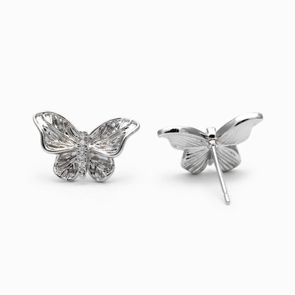 4pcs CZ pave Gold/ Silver Butterfly Stud Earrings, Gold/ Rhodium plated Brass, Jewelry Supplies (GB-4691)