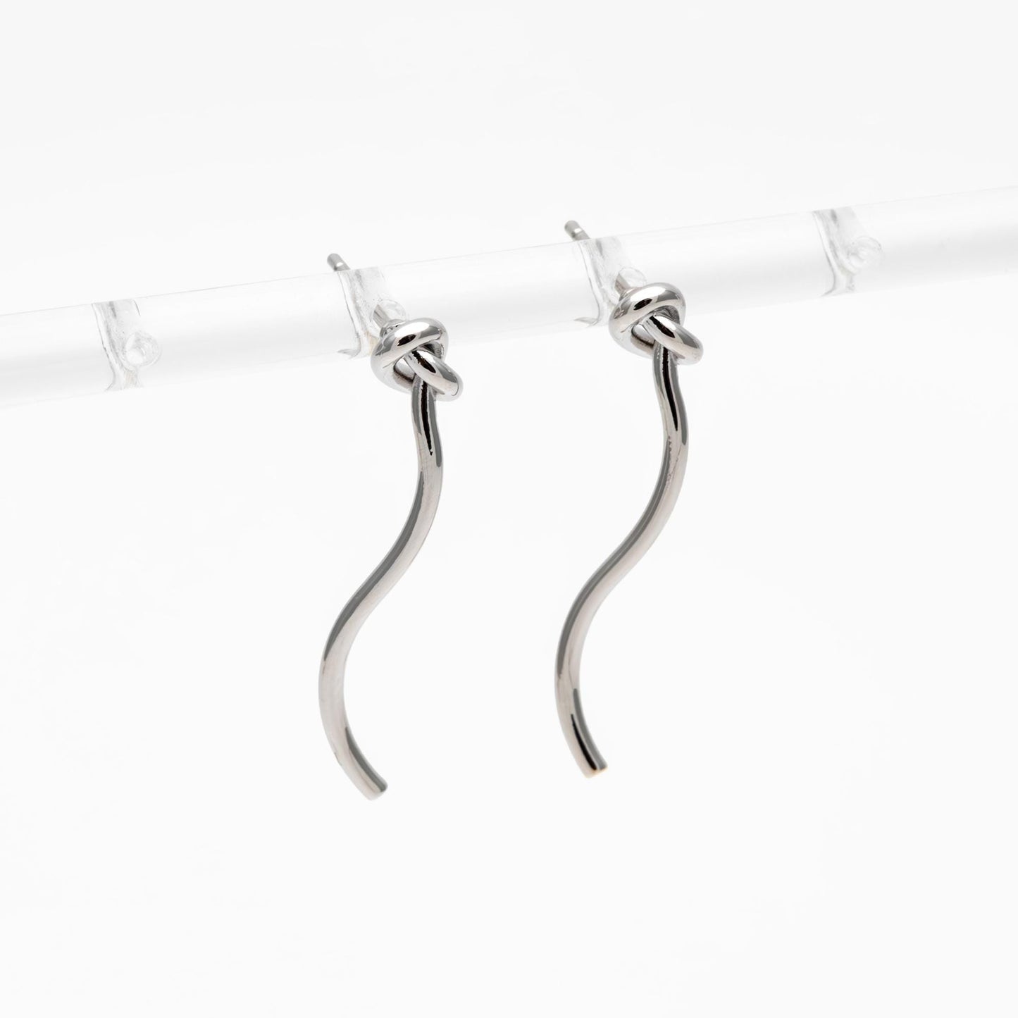 10pcs Silver Tone Knot Stud Earrings, Rhodium plated Brass, Minimalist Stud Earrings (GB-4693)