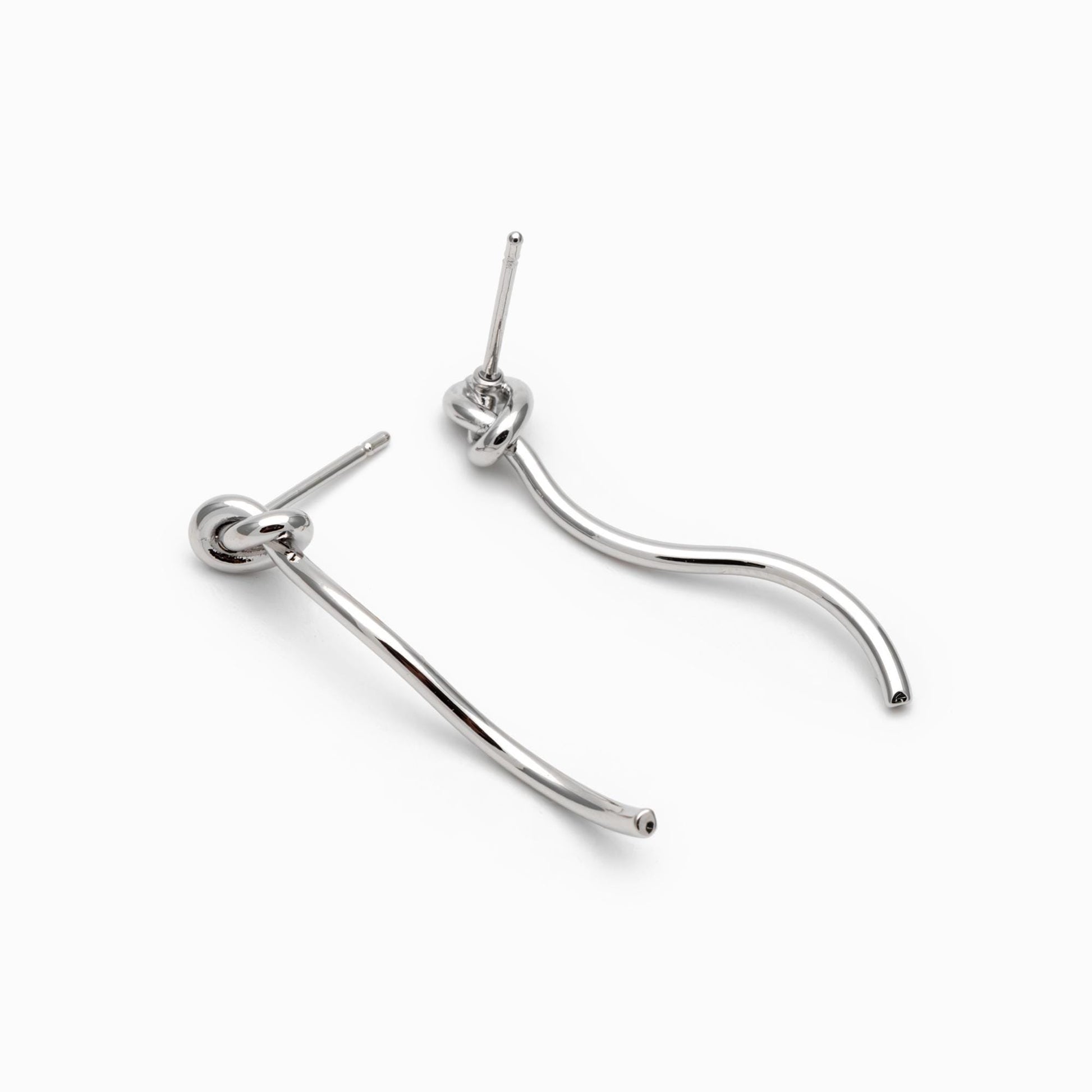 10pcs Silver Tone Knot Stud Earrings, Rhodium plated Brass, Minimalist Stud Earrings (GB-4693)