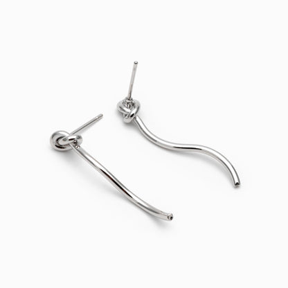 10pcs Silver Tone Knot Stud Earrings, Rhodium plated Brass, Minimalist Stud Earrings (GB-4693)