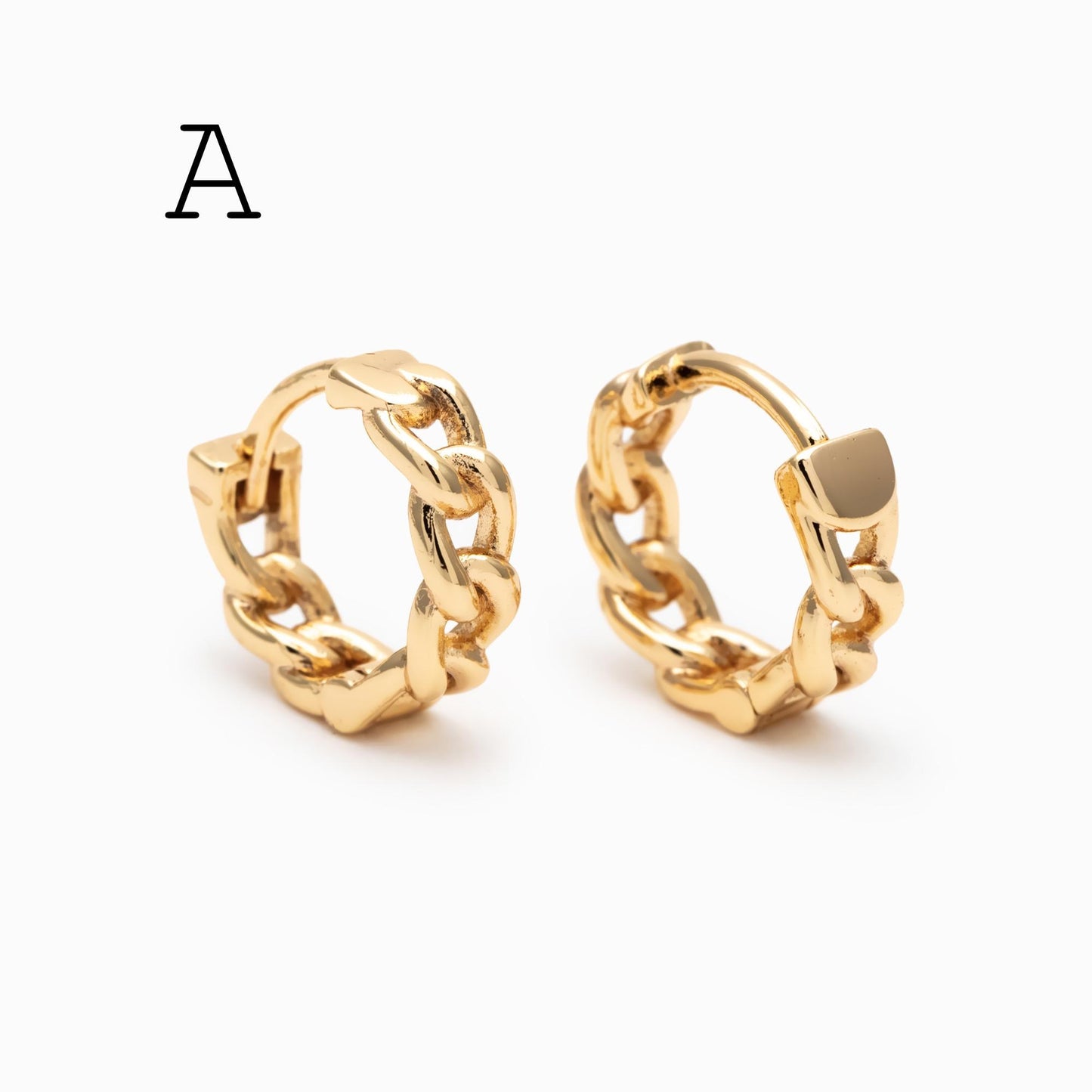 4pcs Gold/ Rhodium plated Hoop Earrings, CZ Pave Huggies (GB-3020)