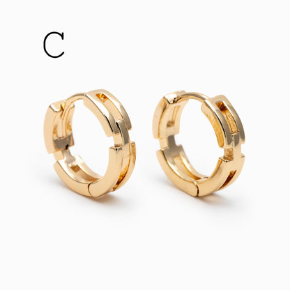 4pcs Gold/ Rhodium plated Hoop Earrings, CZ Pave Huggies (GB-3020)