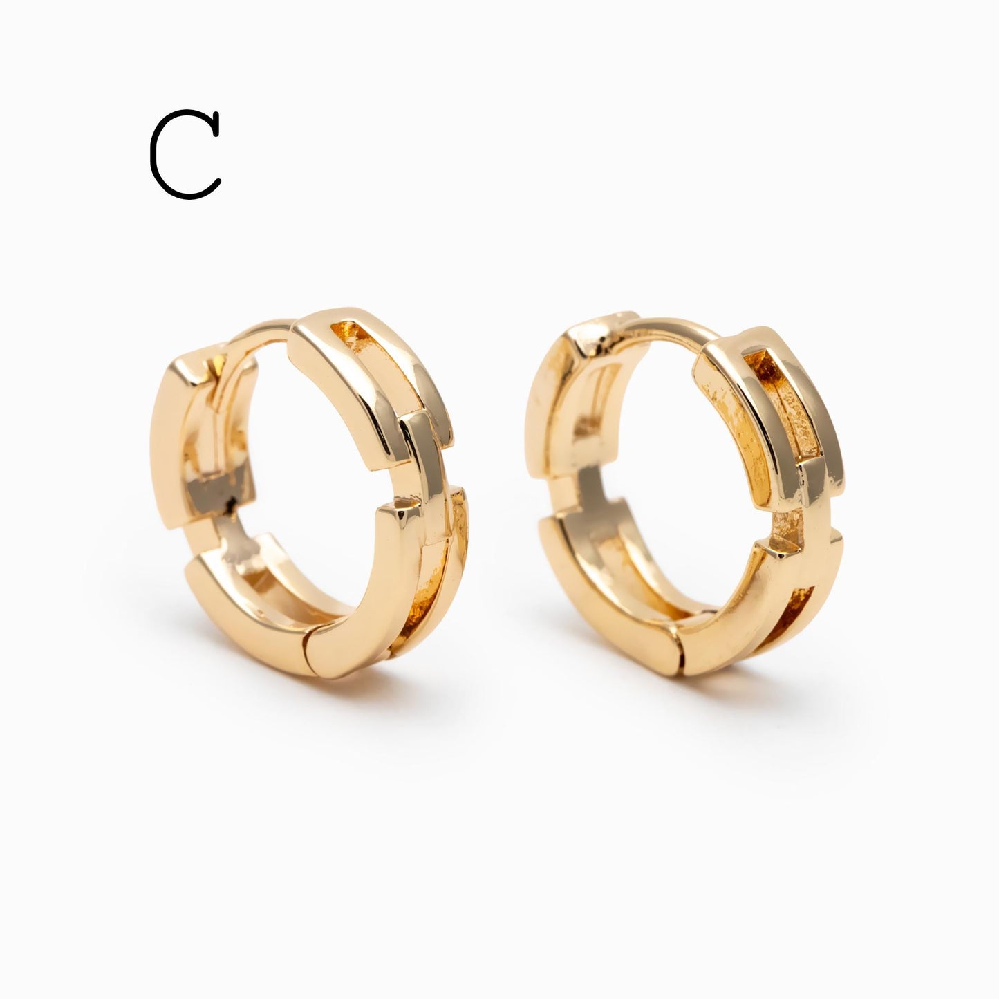 4pcs Gold/ Rhodium plated Hoop Earrings, CZ Pave Huggies (GB-3020)