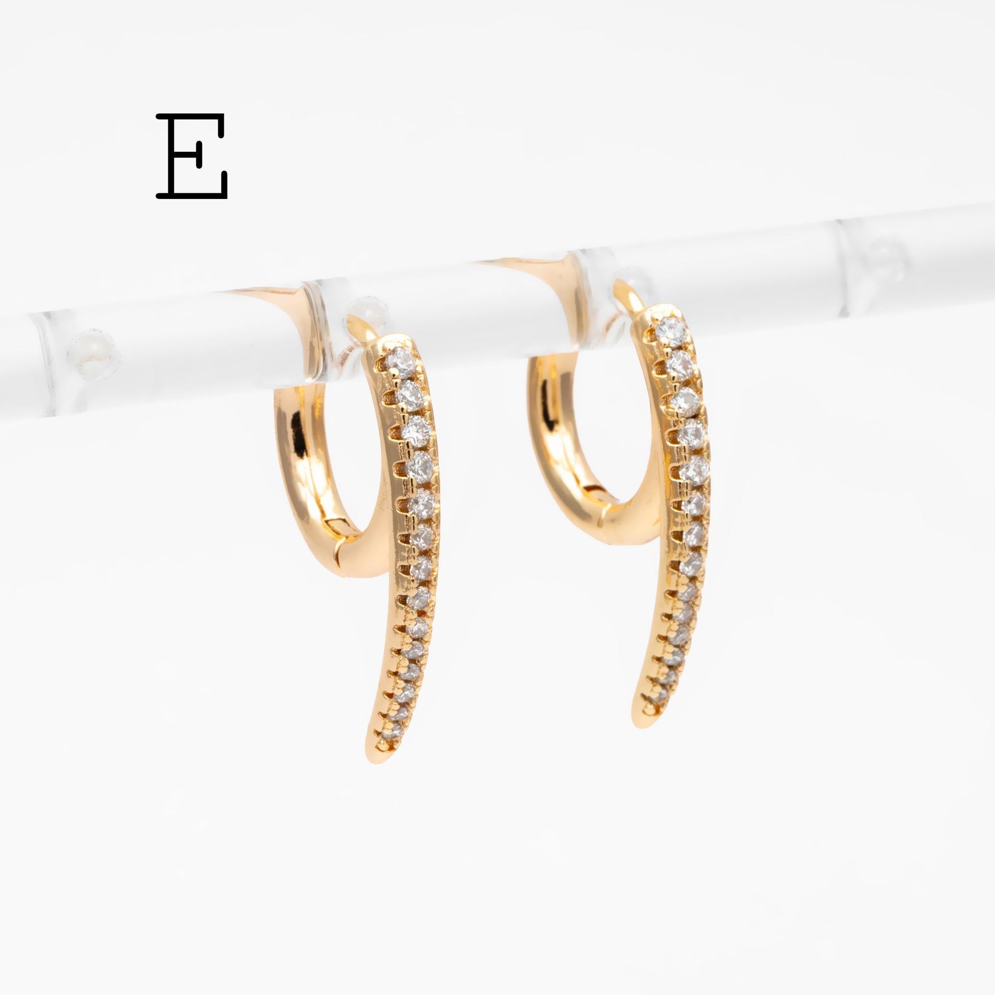 4pcs CZ Pave Hoop Earrings, 18K Real Gold plated Huggie Earrings (GB-3894)
