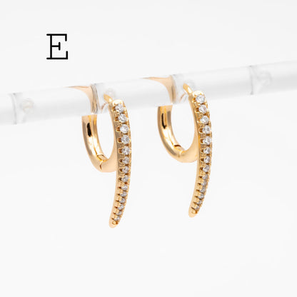 4pcs CZ Pave Hoop Earrings, 18K Real Gold plated Huggie Earrings (GB-3894)