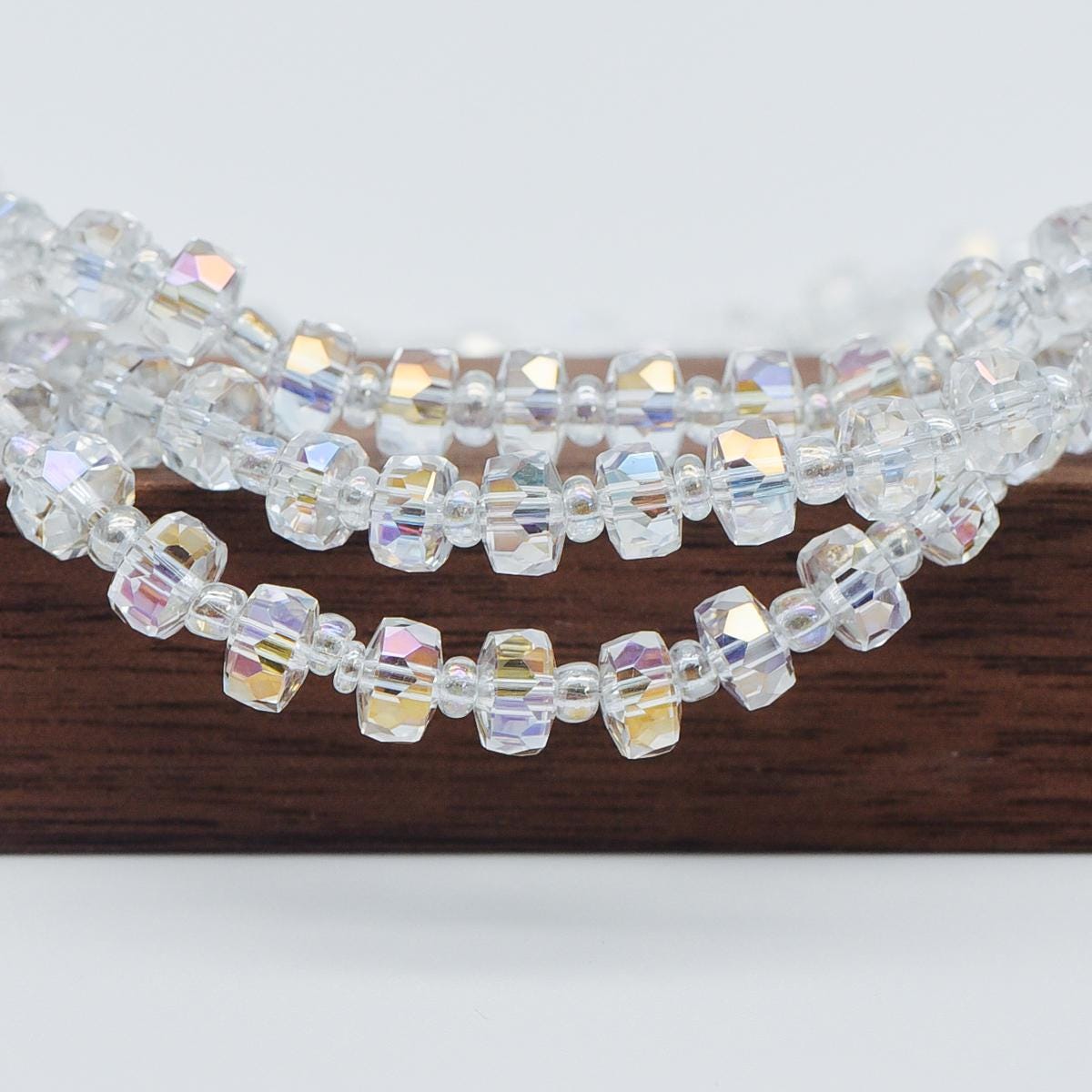 Faceted Crystal Rondelle Beads 6x4mm, Glass Coin Spacer Beads, (TS-90)/ 100 beads