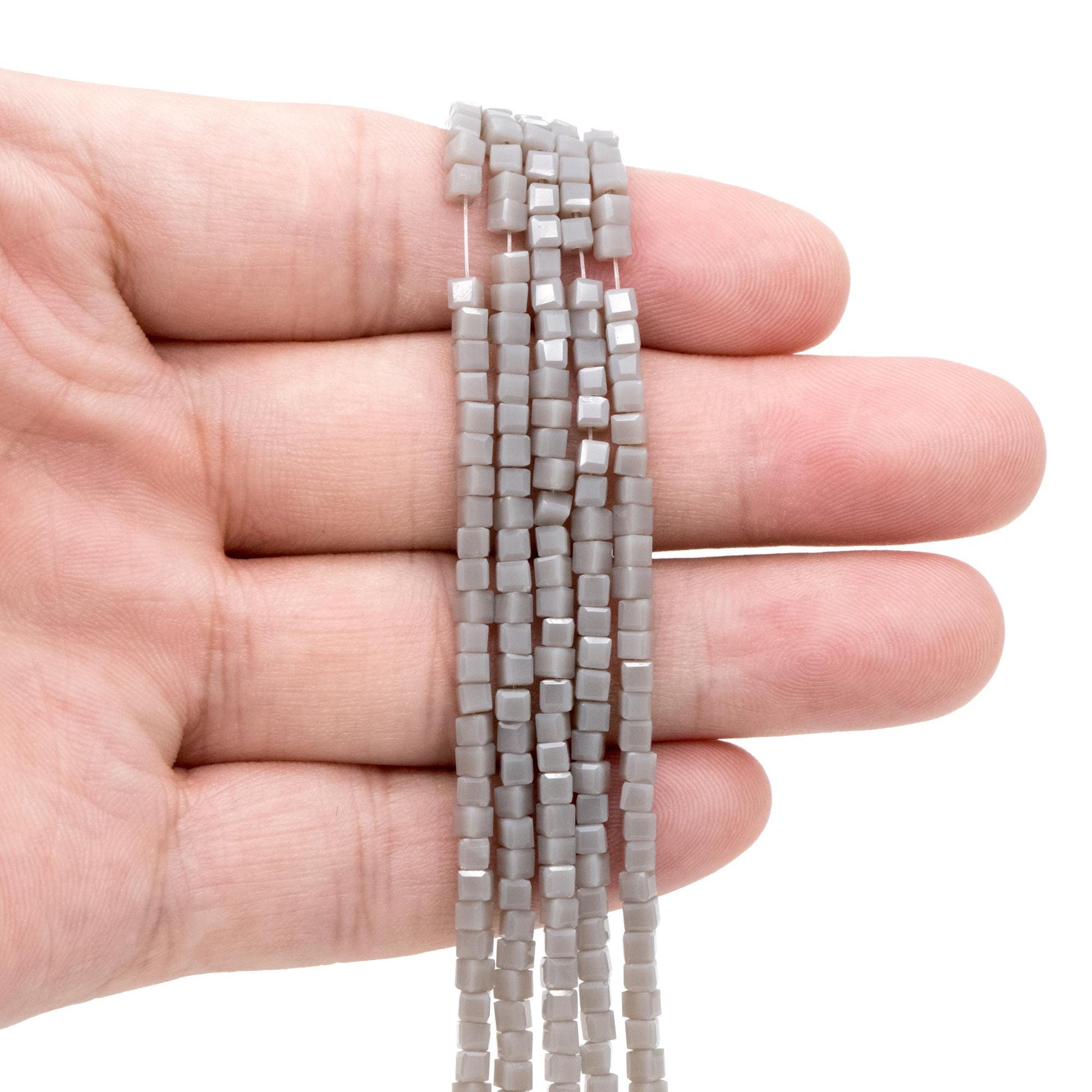 190 beads- Faceted Glass Cube, 2mm Tiny Faceted Crystal beads, (#FZ-02)
