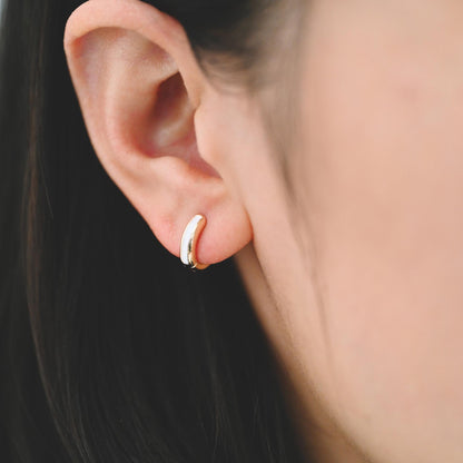 4pcs Enamel Hoop Earrings, 18K Gold plated Brass, Minimalist Circle Huggies (GB-3717)