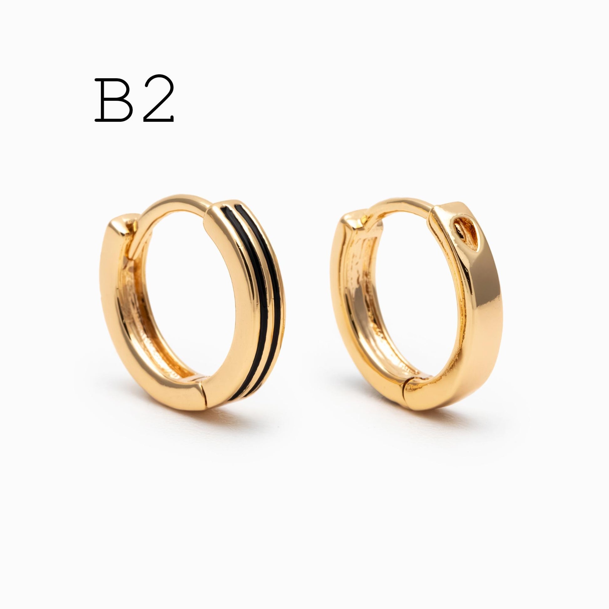 4pcs Enamel Hoop Earrings, 18K Gold plated Brass, Minimalist Circle Huggies (GB-3717)
