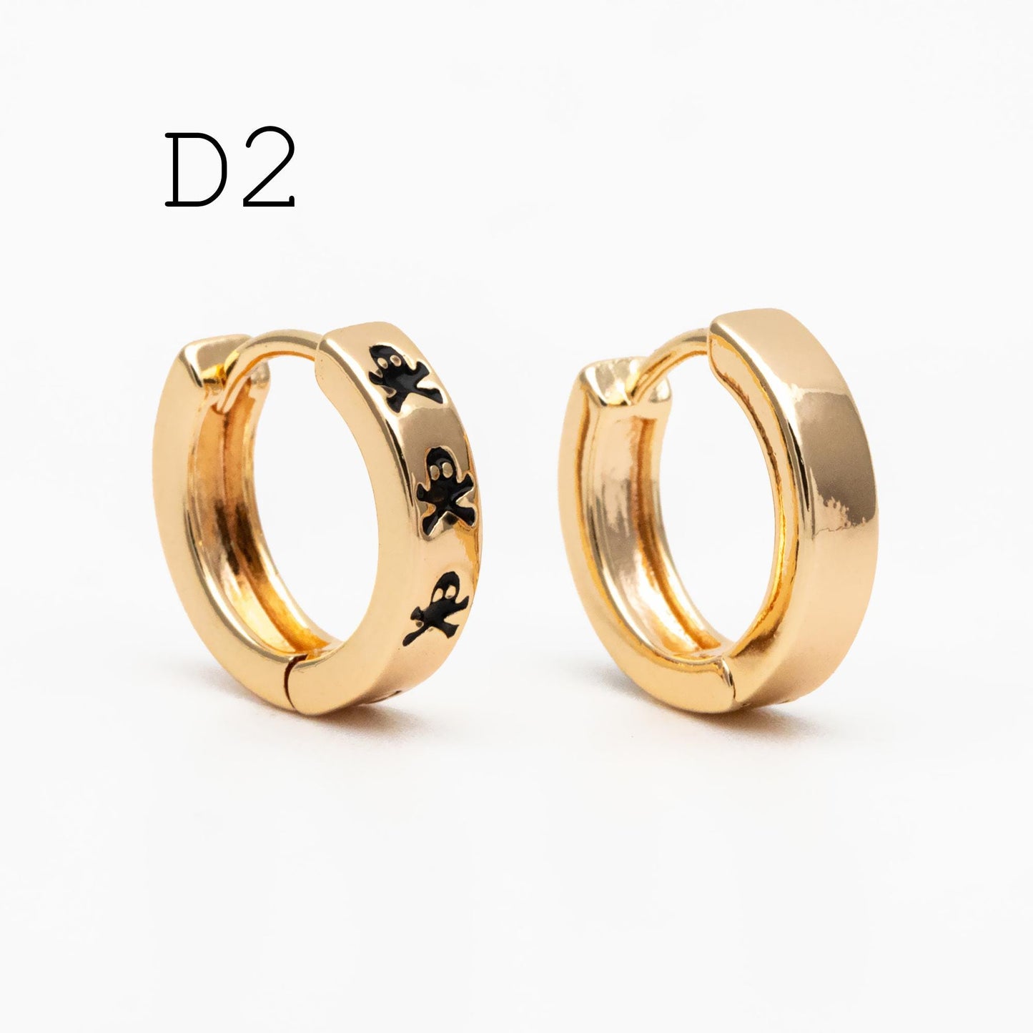 4pcs Enamel Hoop Earrings, 18K Gold plated Brass, Minimalist Circle Huggies (GB-3717)