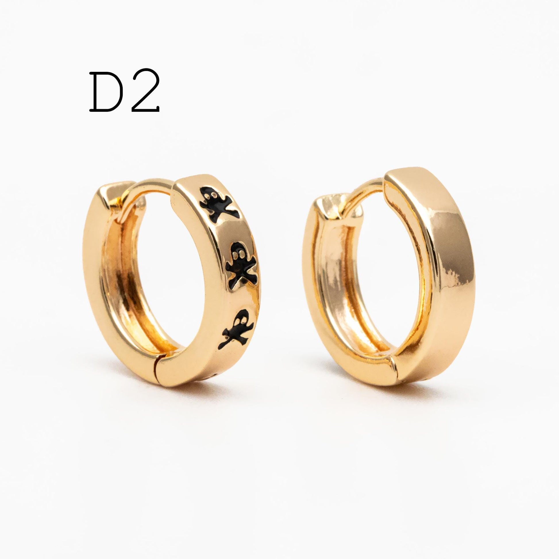 4pcs Enamel Hoop Earrings, 18K Gold plated Brass, Minimalist Circle Huggies (GB-3717)