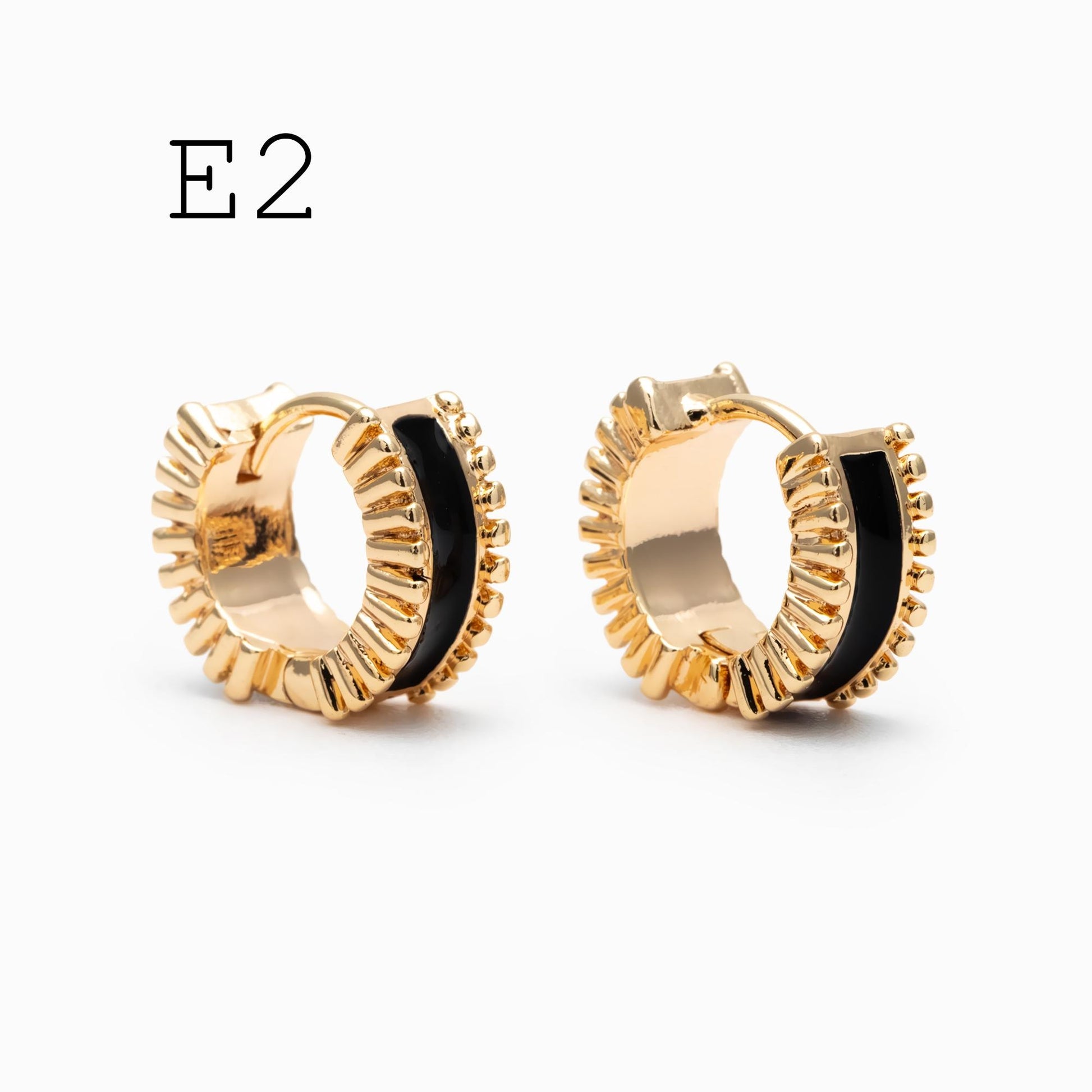 4pcs Enamel Hoop Earrings, 18K Gold plated Brass, Minimalist Circle Huggies (GB-3717)