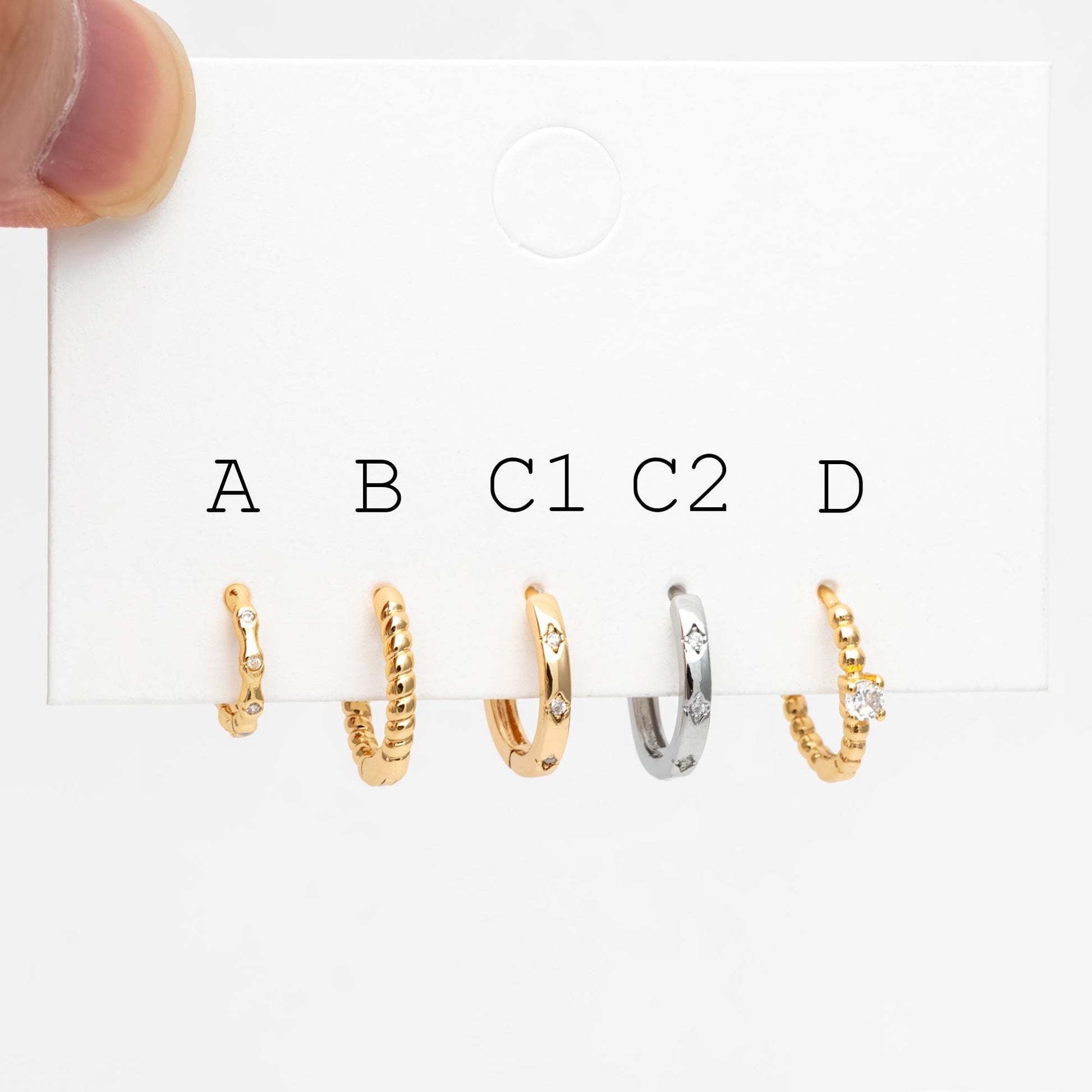 4pcs Minimalist Hoop Earrings, Gold/ Rhodium plated Huggie Earrings, Circle Earring (GB-2815)
